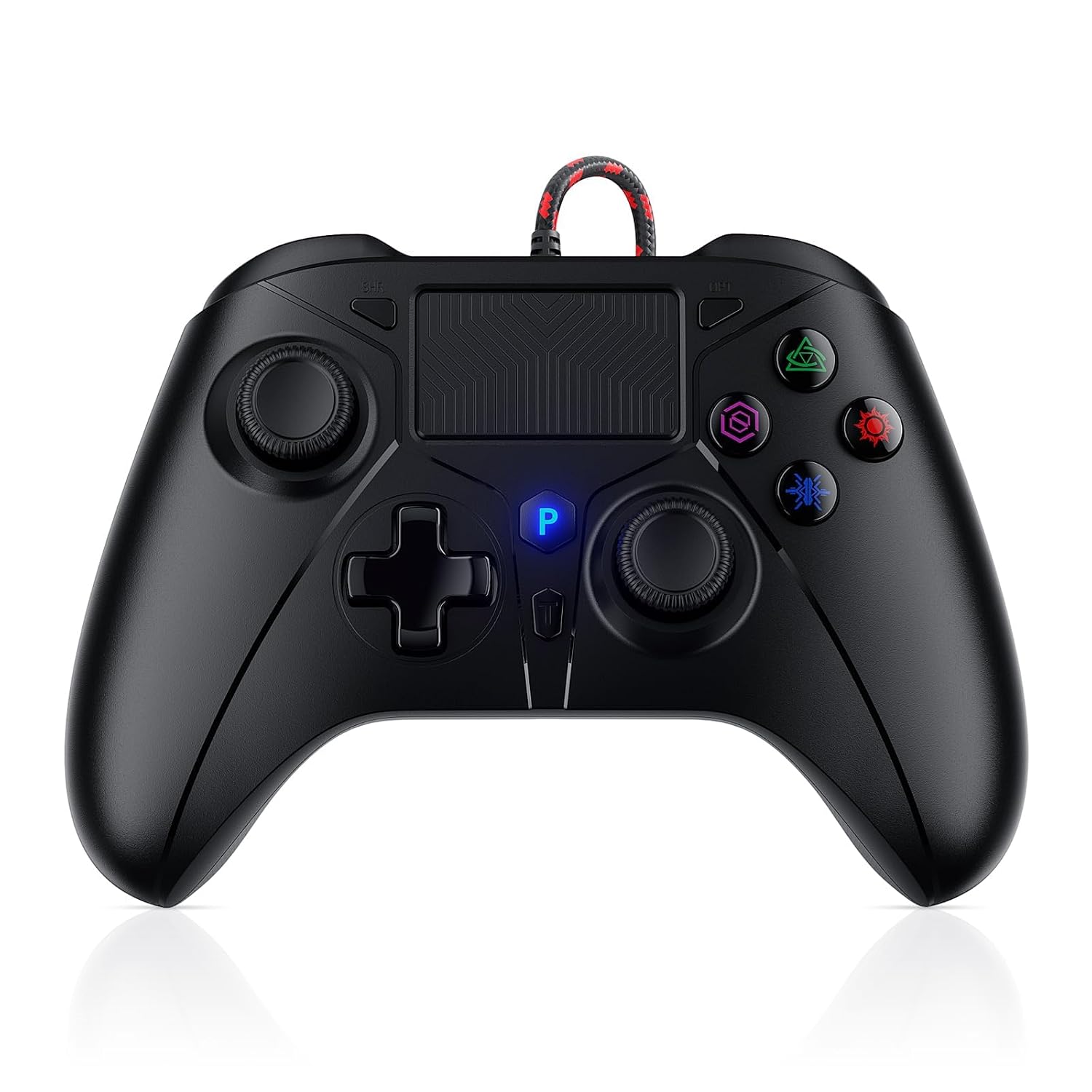 Detalle de Gamrombo Wired Controller for PS5: USB wired comfort for PS5, PS4, and PC with Turbo and 3.5mm jack