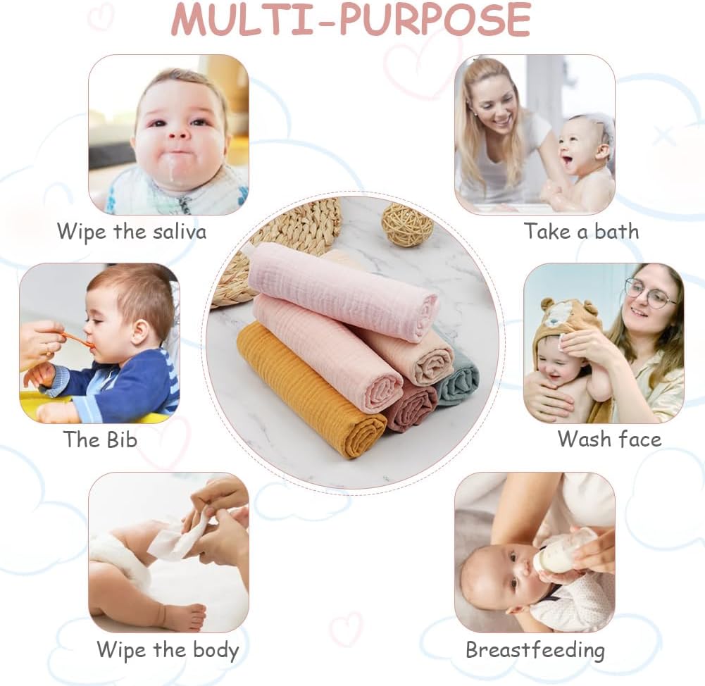 Thumbnail 6 de Aolso Serviette Visage Bébé Extra Douces Lavable – Langes coton biologiques 30×30 cm (6 pièces)