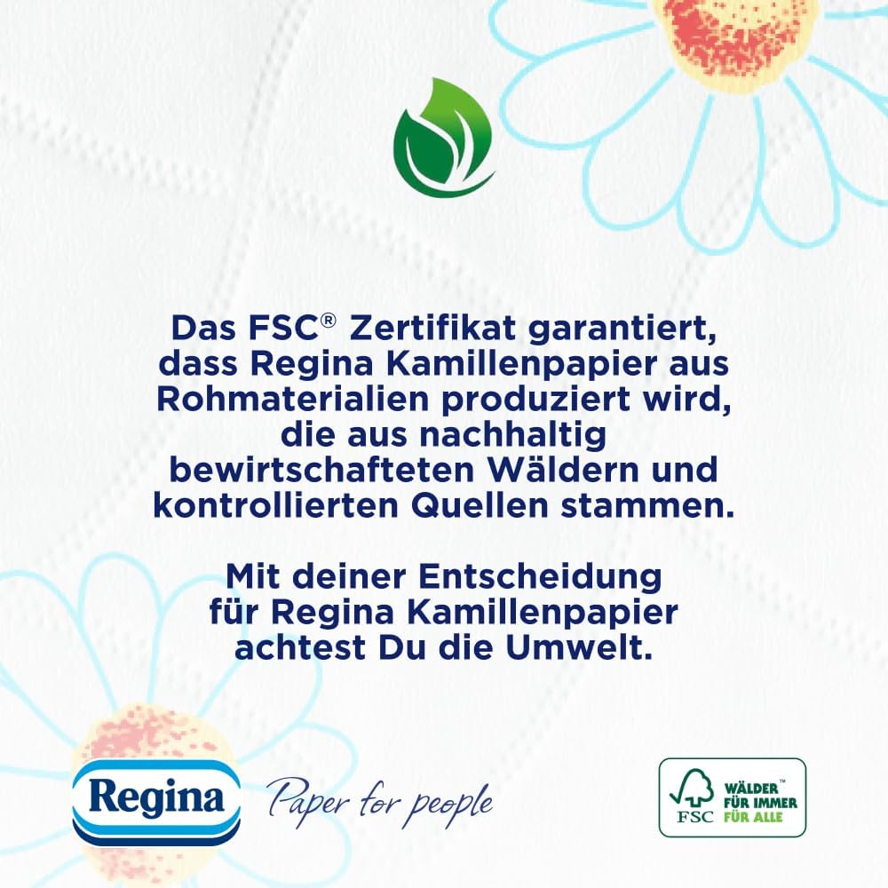 Thumbnail 5 de Regina Kamillenpapier – 3-lagiges Toilettenpapier, 48 Rollen (3x16) mit Kamillenduft, FSC-zertifiziert