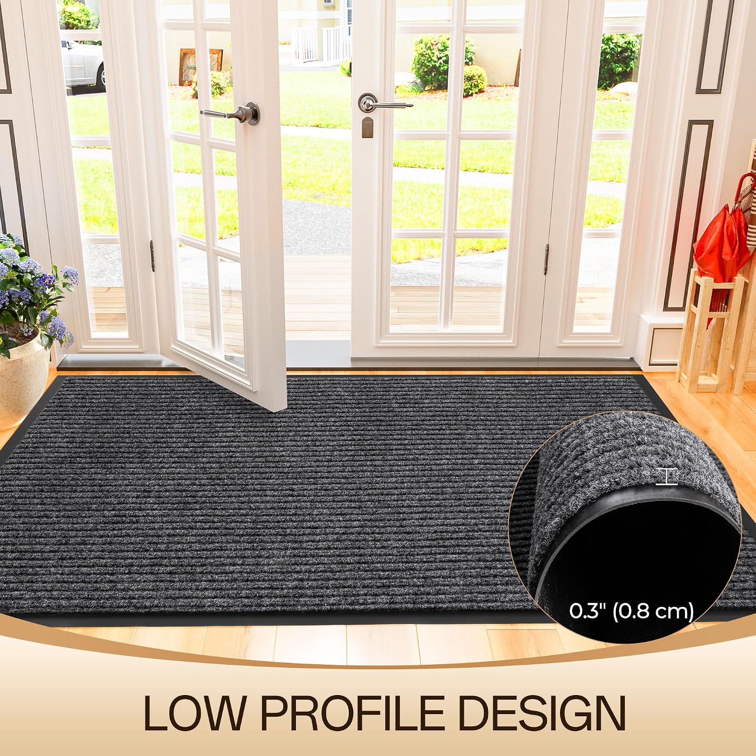 Detalle de Amyracel All-Season Front Door Mat (36" x 48") — Waterproof, Heavy-Duty Entrance Doormat