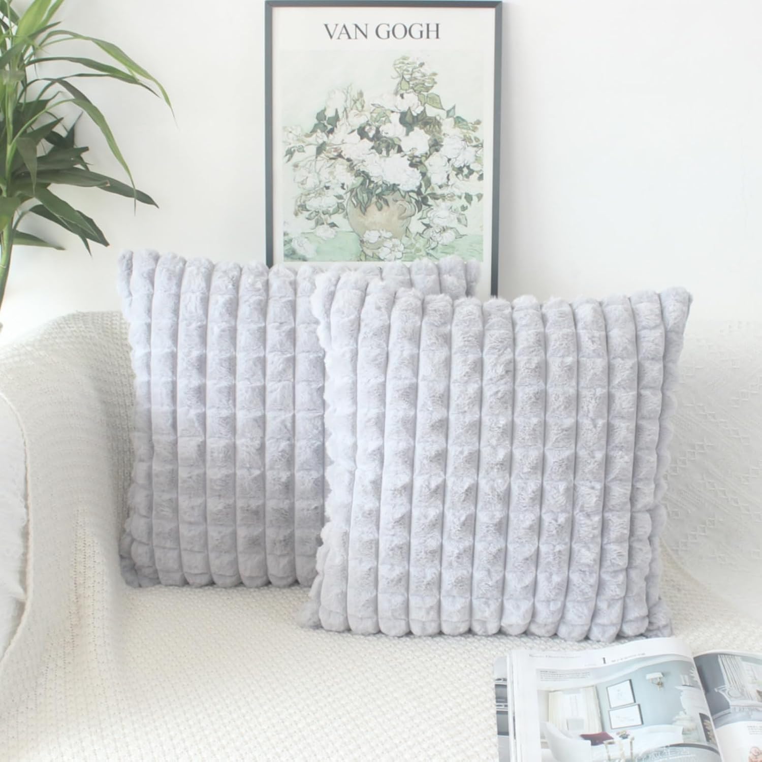 Detalle de OYIMUA Kissenbezug 40x40 Silber Grau 2er Set