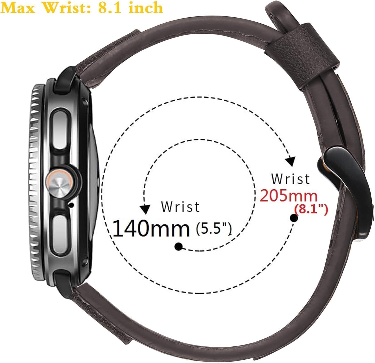 Detalle de Leather Strap for Garmin Instinct Series (45mm) – Top Genuine Leather, Black