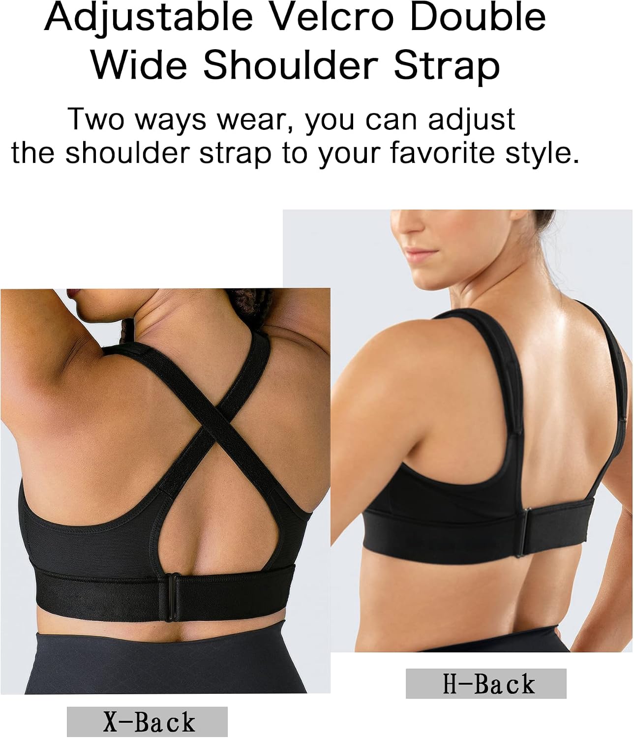 Detalle 2 de YIANNA Women High Impact Sports Bra (Plus Size) with Zip Front & Removable Padding