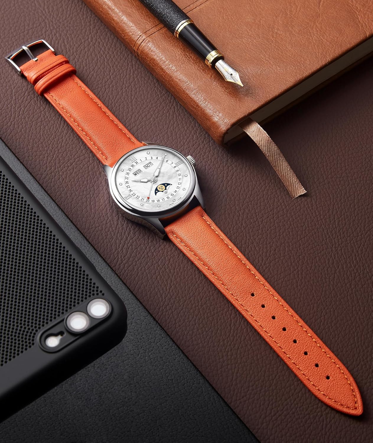Thumbnail 3 de BINLUN Leather Watch Strap 12–22mm: Premium Calfskin, Quick Release, Multicolour