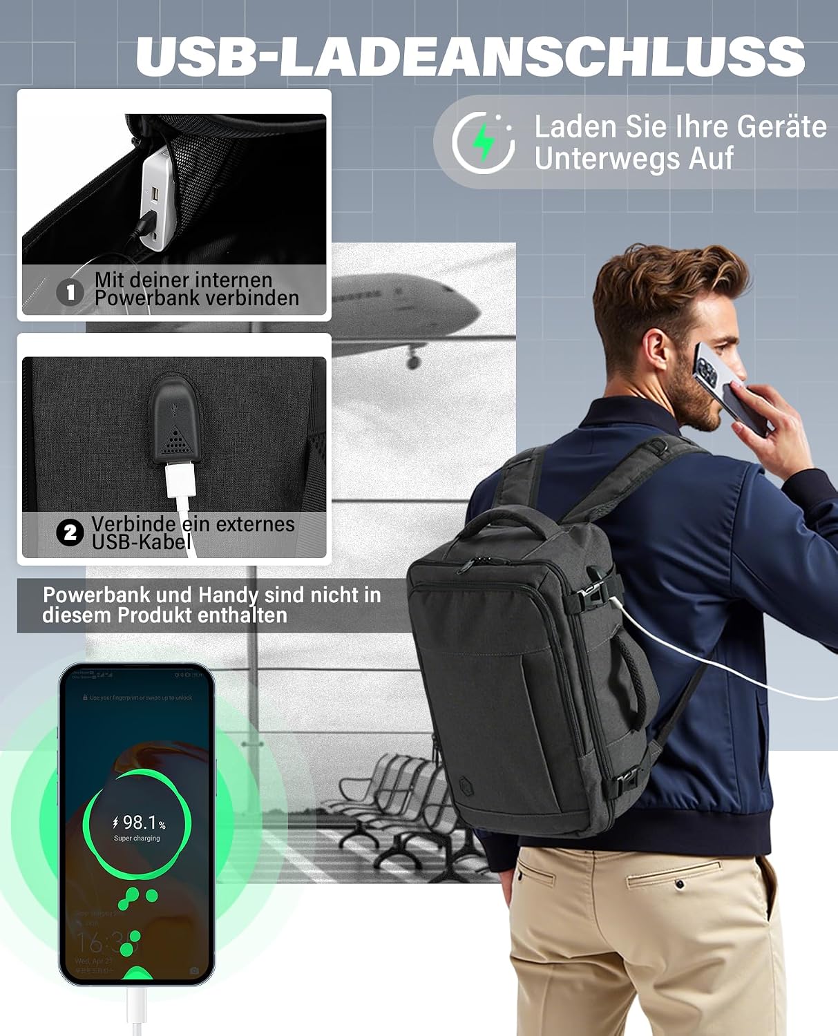 Thumbnail 6 de VANKEV Ryanair Handgepäck Rucksack 40x20x25