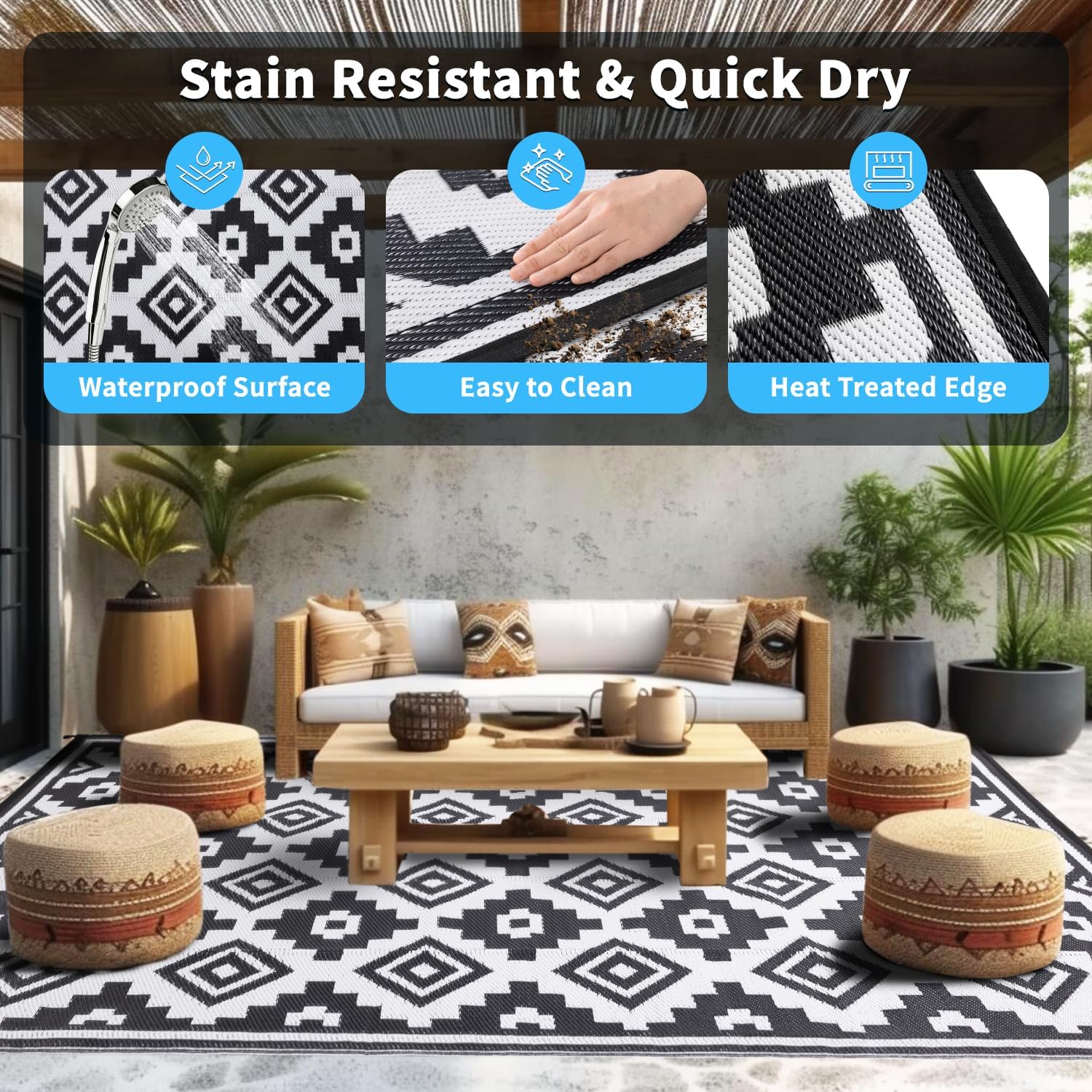 Detalle de Shilucheng Outdoor Rug 10x12 ft