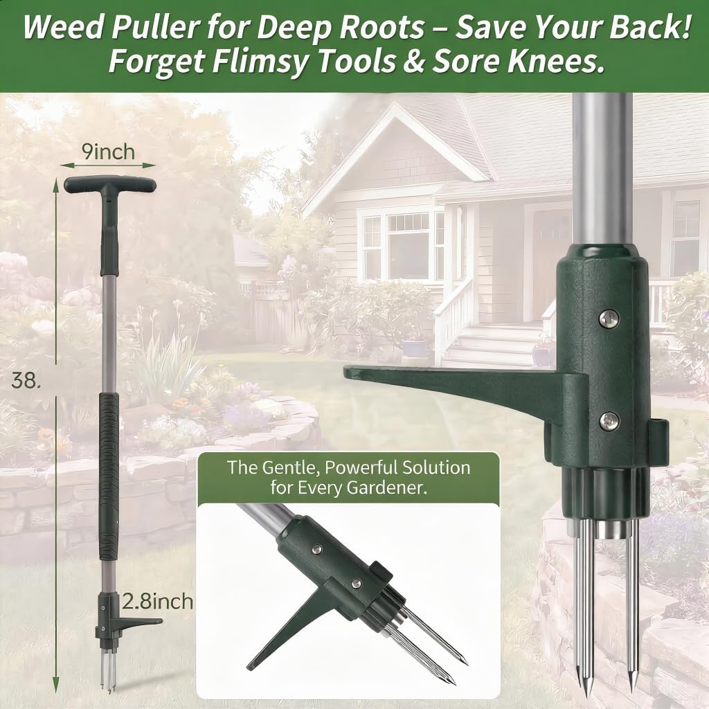 Thumbnail 1 de Fuuwuu stand-up weed puller root remover with long handle and 3 claws