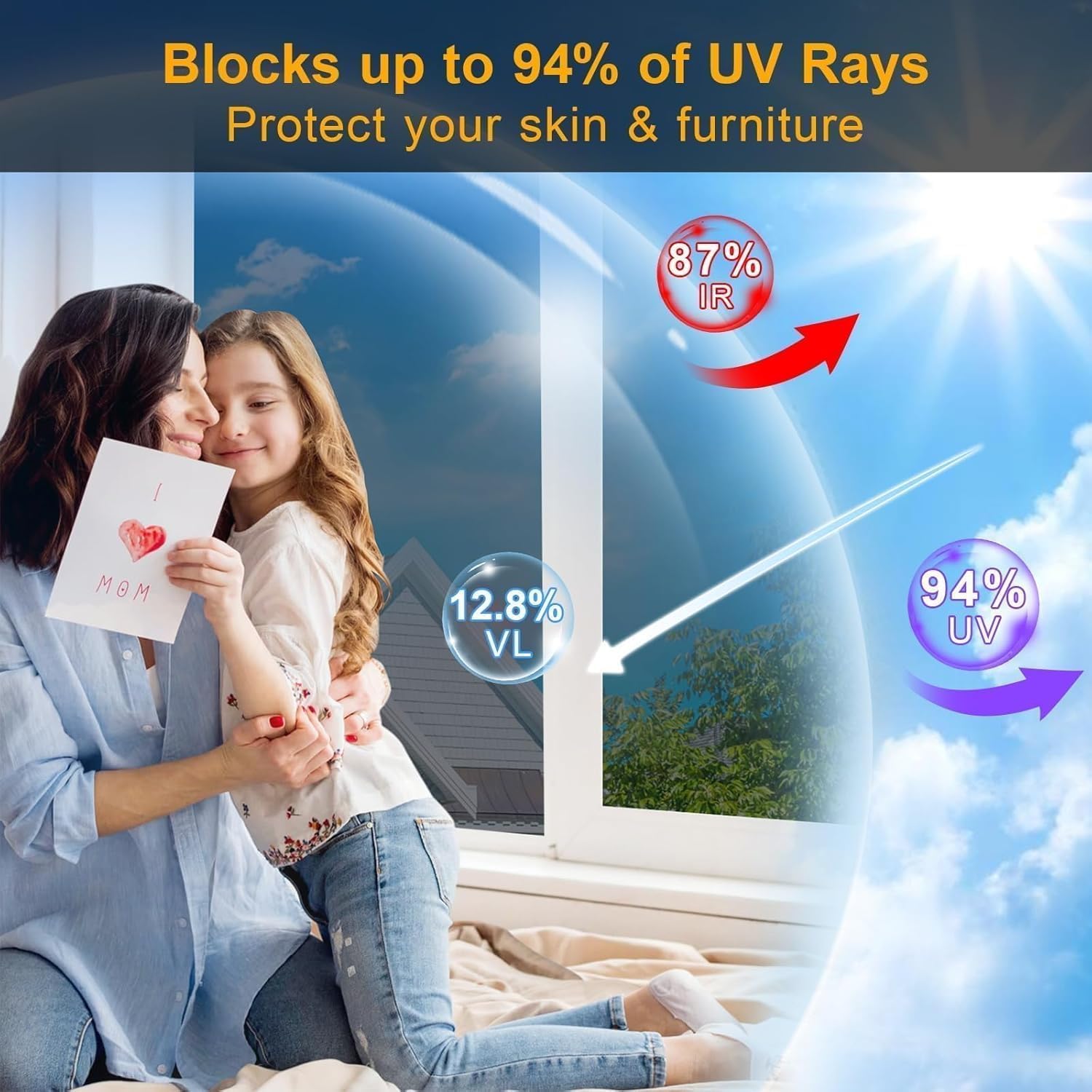 Thumbnail 6 de Dwersty HYin-44200 One-Way Window Privacy Film, 17.5" x 78.7", Static Cling