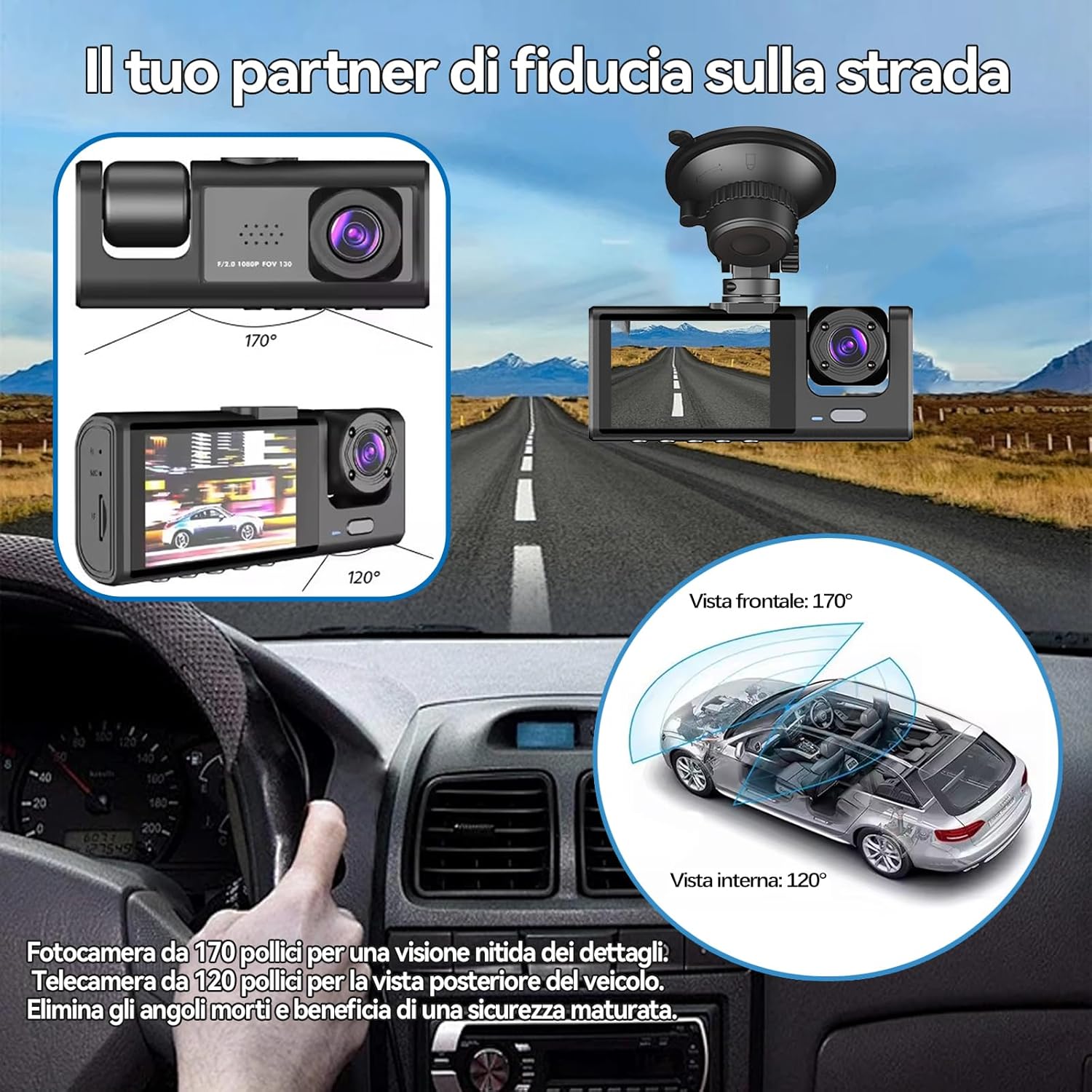 Thumbnail 3 de 3 Channel 1080P Dash Cam with 32GB Card