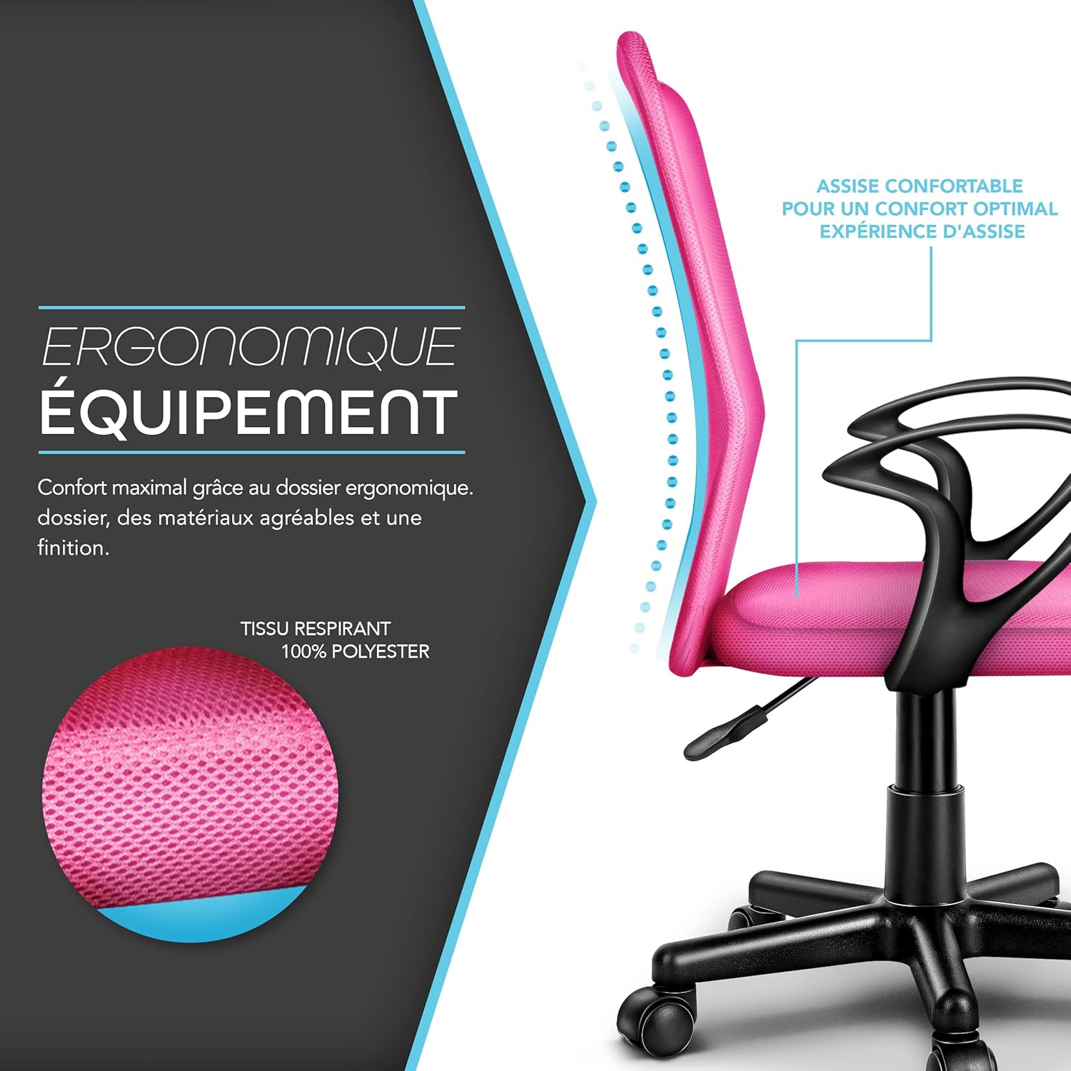 Thumbnail 4 de TRESKO Chaise de bureau Ergonomique avec accoudoirs et vérin à gaz – version Lift SGS contrôlé