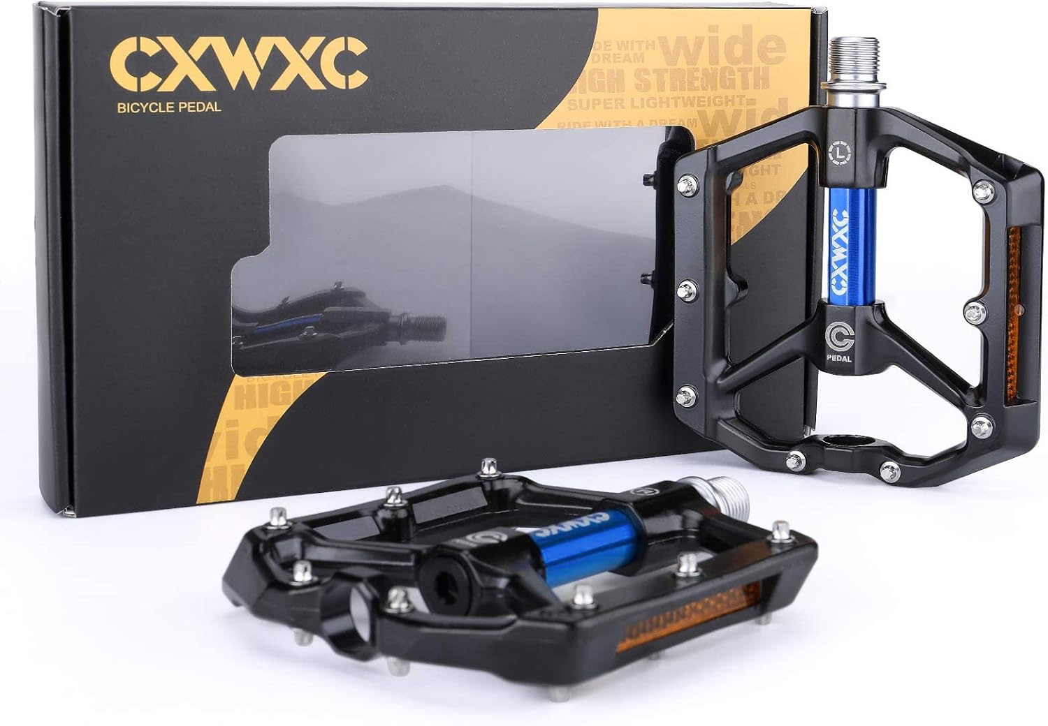 Detalle de CXWXC Road/MTB Bike Pedals – Aluminum Alloy, Removable Anti-Skid Nails