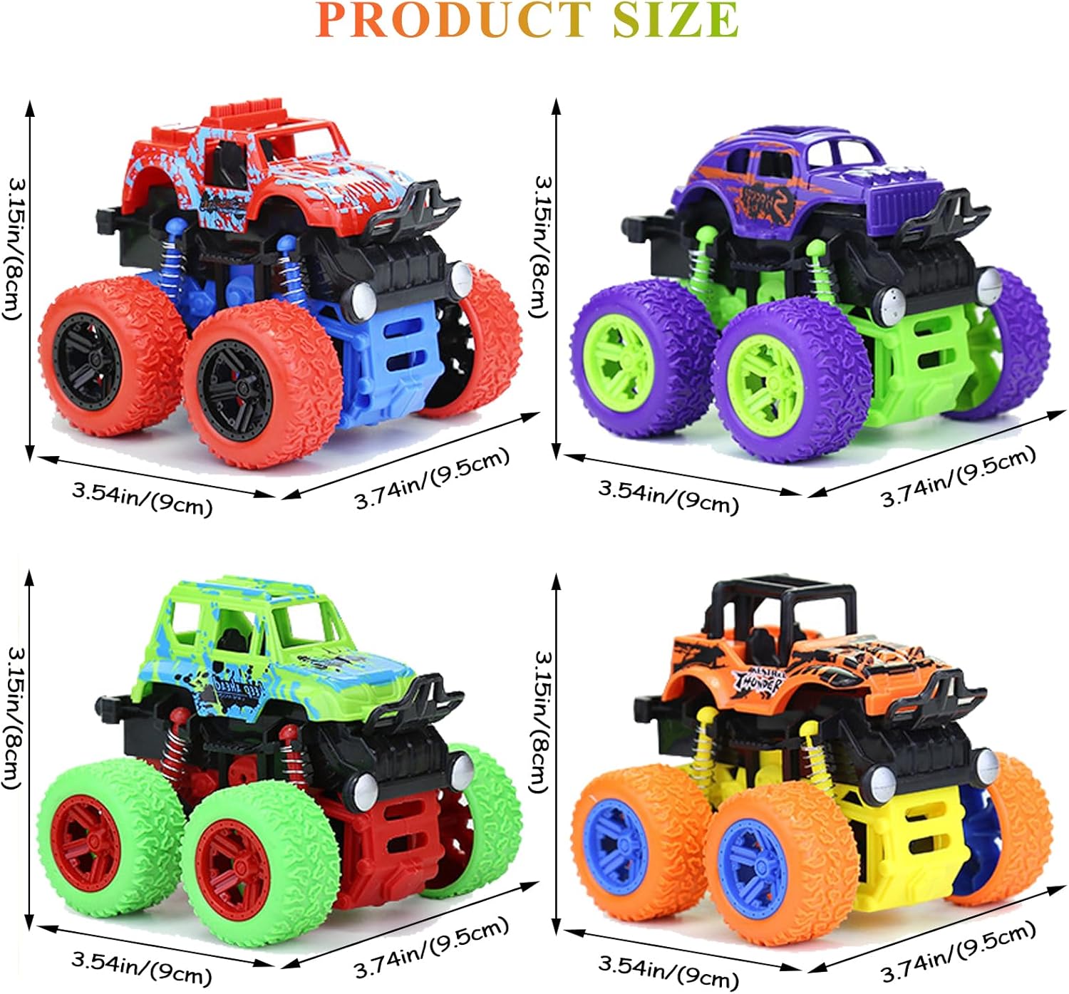 Thumbnail 5 de LEFEI Monster Truck Set for Boys Ages 3–7: 4-Pack Push & Go Stunt Cars