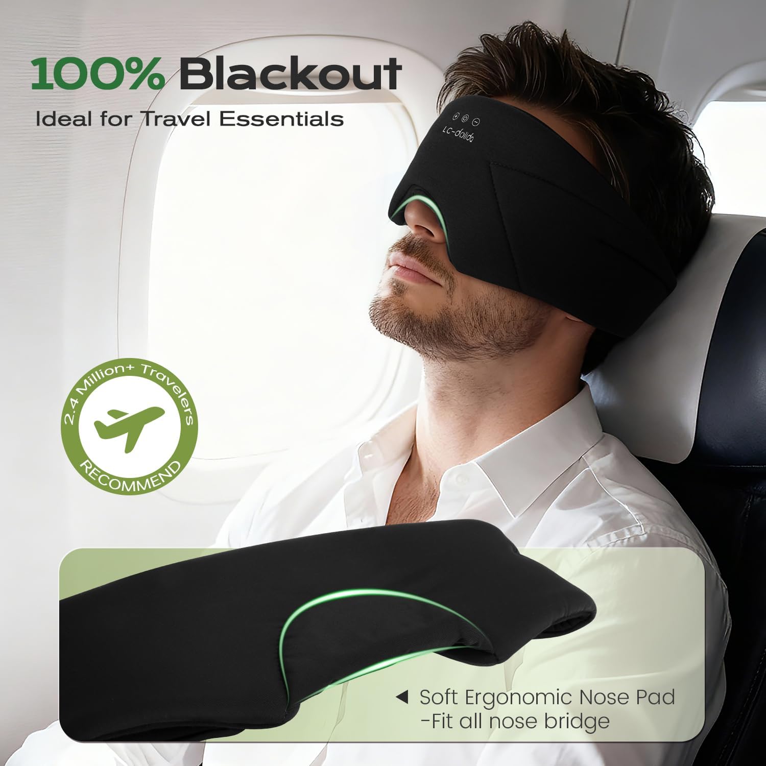 Thumbnail 4 de LC-dolida Bluetooth Sleep Mask Headphones 100% Blackout 😴