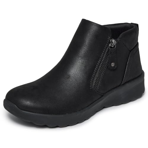 Detalle de Skechers LOVELY VIBE FALL IN BLOOM, botines planos negros veganos con cremallera