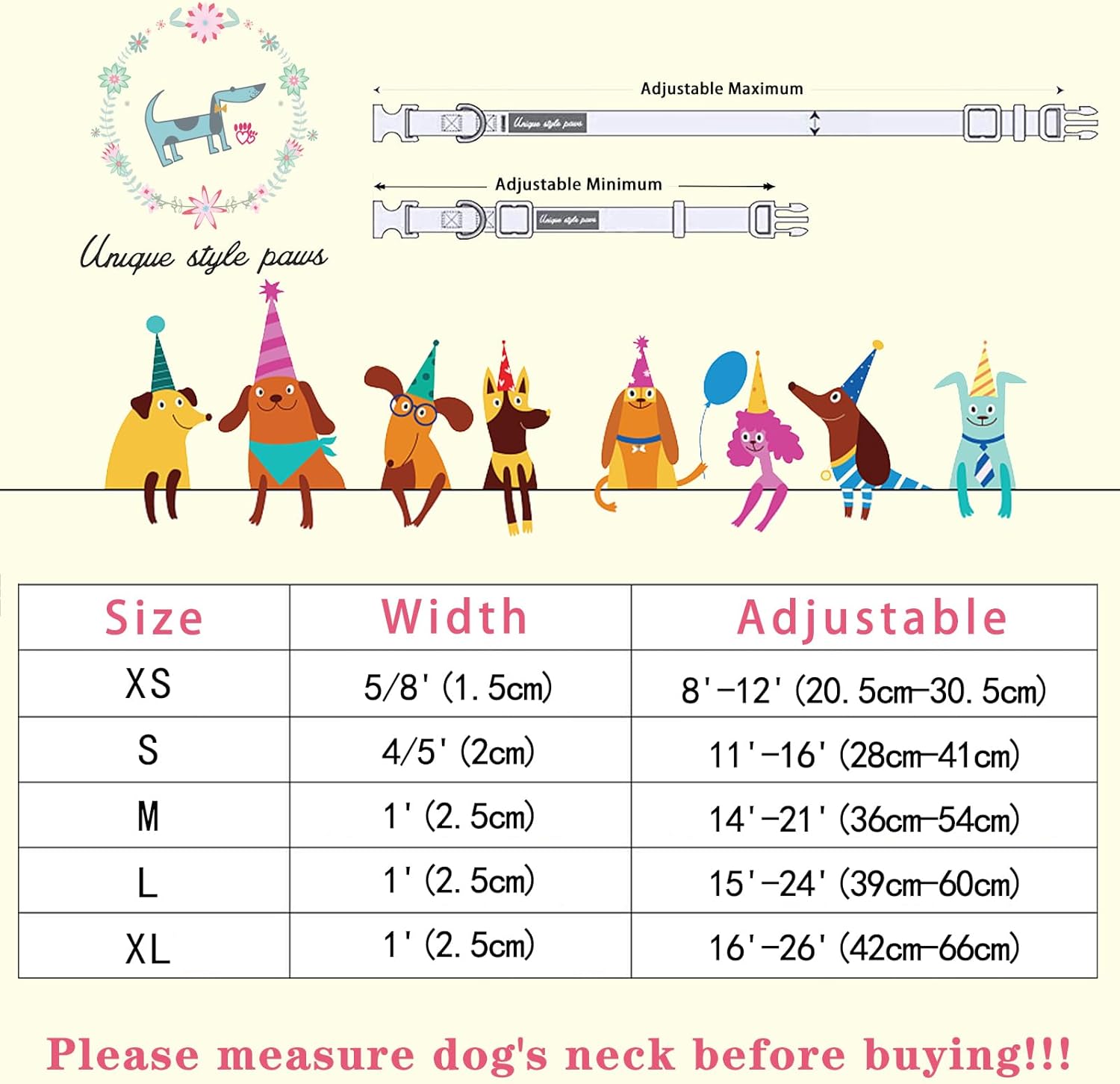 Detalle de Unique Style Pizza-Halsband aus Baumwolle – verstellbares Pfoten-Design Halsband mit Schnellverschluss