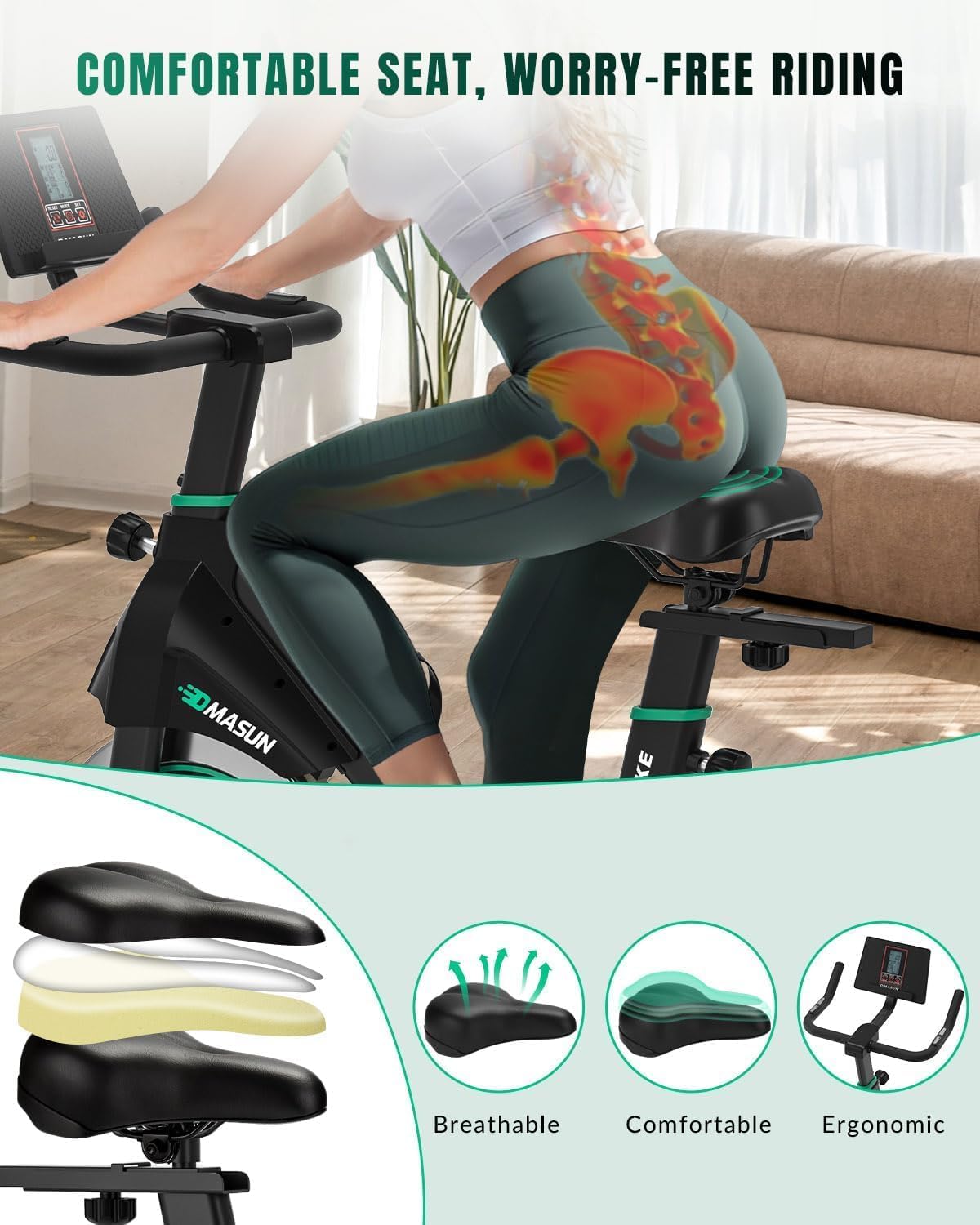 Detalle 2 de DMASUN Exercise Bike 350 lb capacity 🚴♀