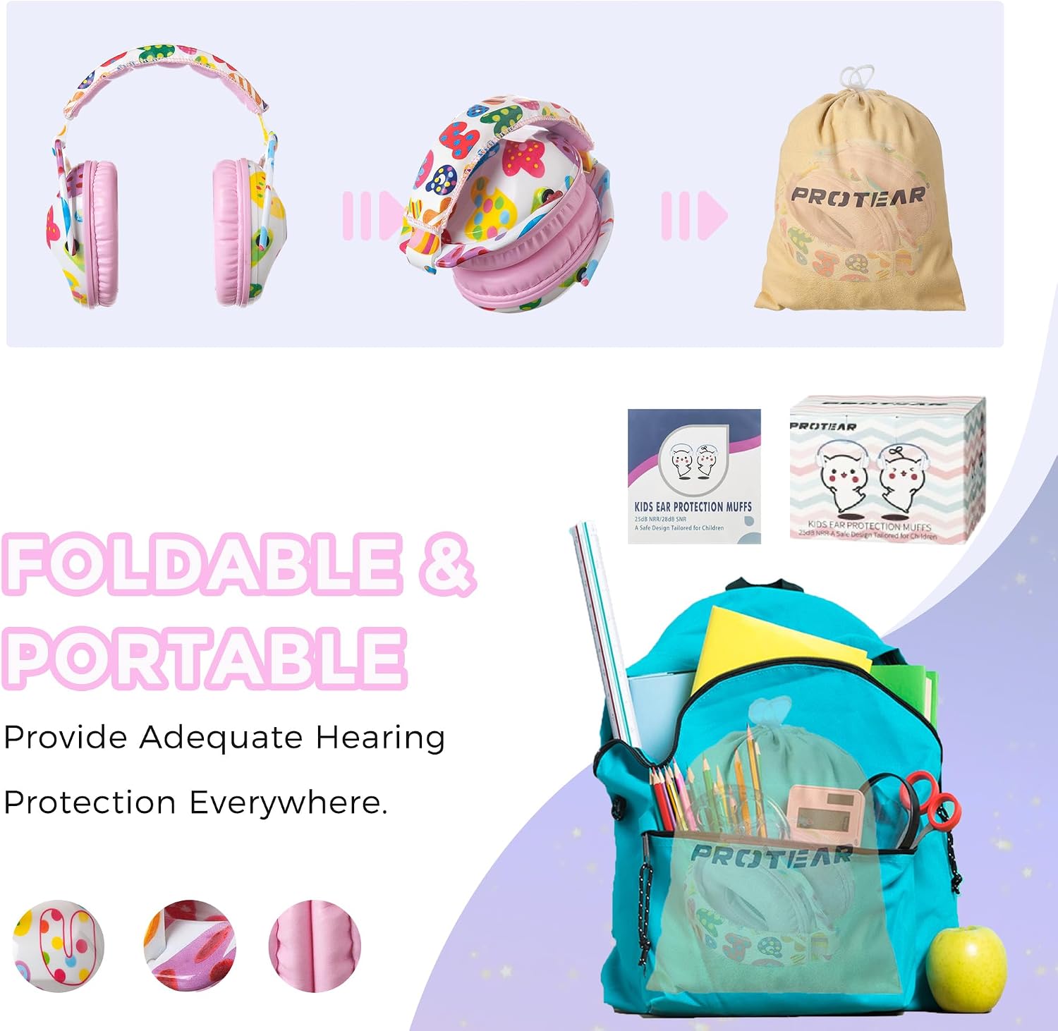 Thumbnail 6 de PROTEAR Kids Ear Defenders: Hearing Protection for Toddlers, Kids and Teens (Pink Band)