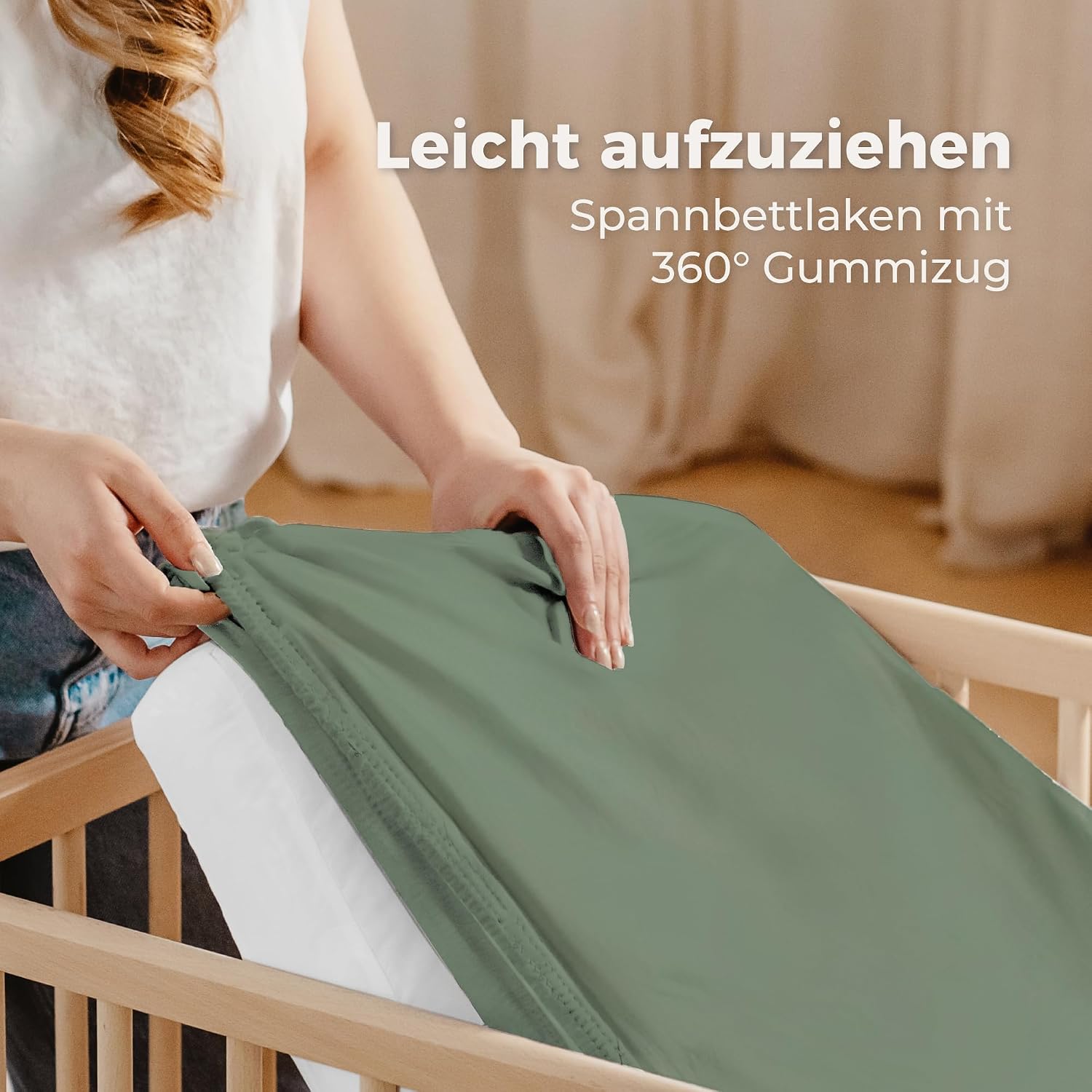 Thumbnail 6 de Dreamzie Set 2 Spannbettlaken Kinderwagen + Matratzenschoner Babybett (55x90 cm) aus 100 % Baumwolle