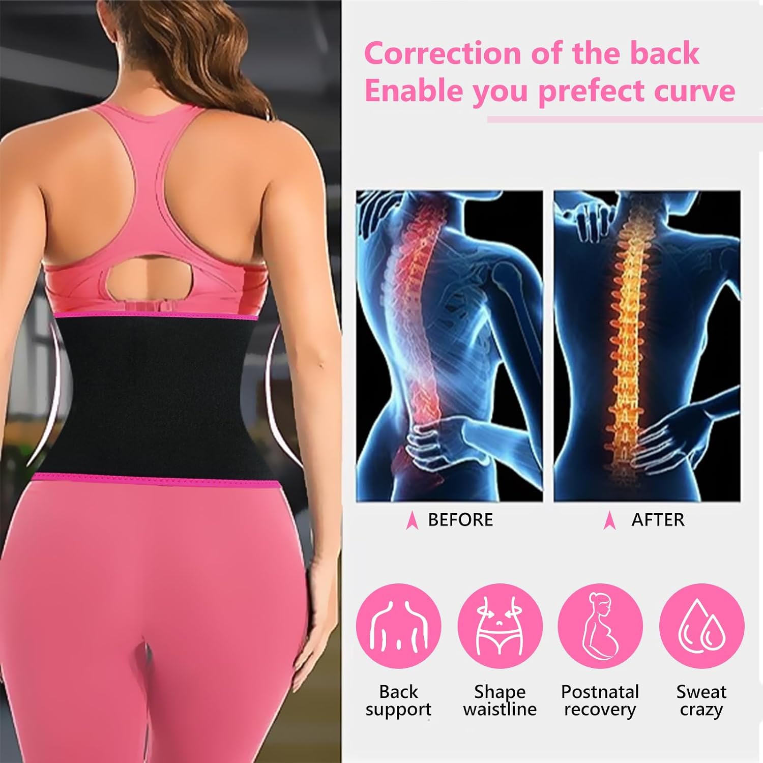 Detalle de AMZBOSS Women’s Waist Trainer (Neoprene Sweat Belt) for Lower Belly Fat & Core Support