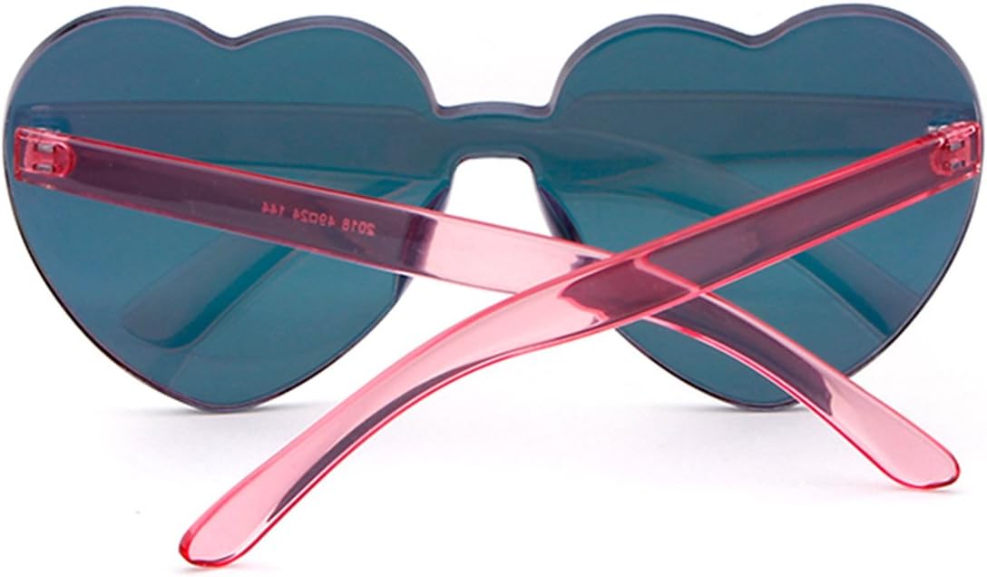 Detalle de ADEWU Lunettes de soleil sans monture en forme de cœur – Lunettes candy color pour filles