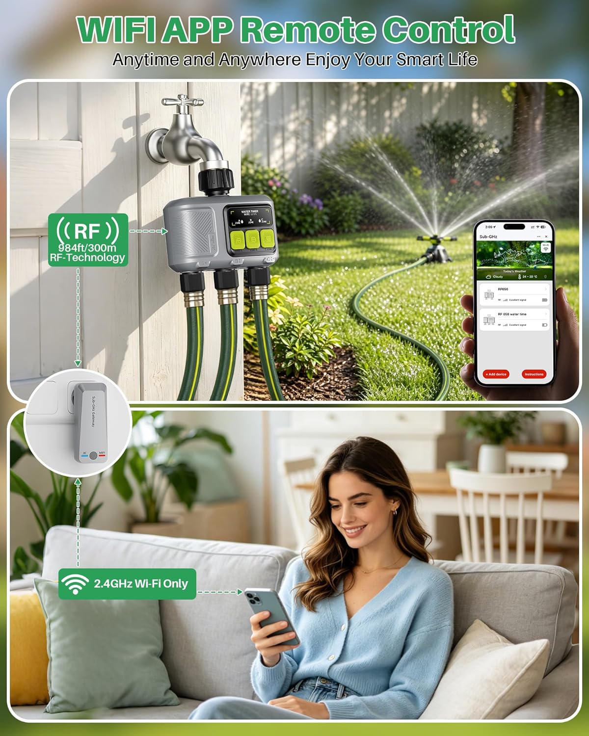 Detalle de Computer per irrigazione WiFi con 3 uscite: controllo intelligente per prato e giardino