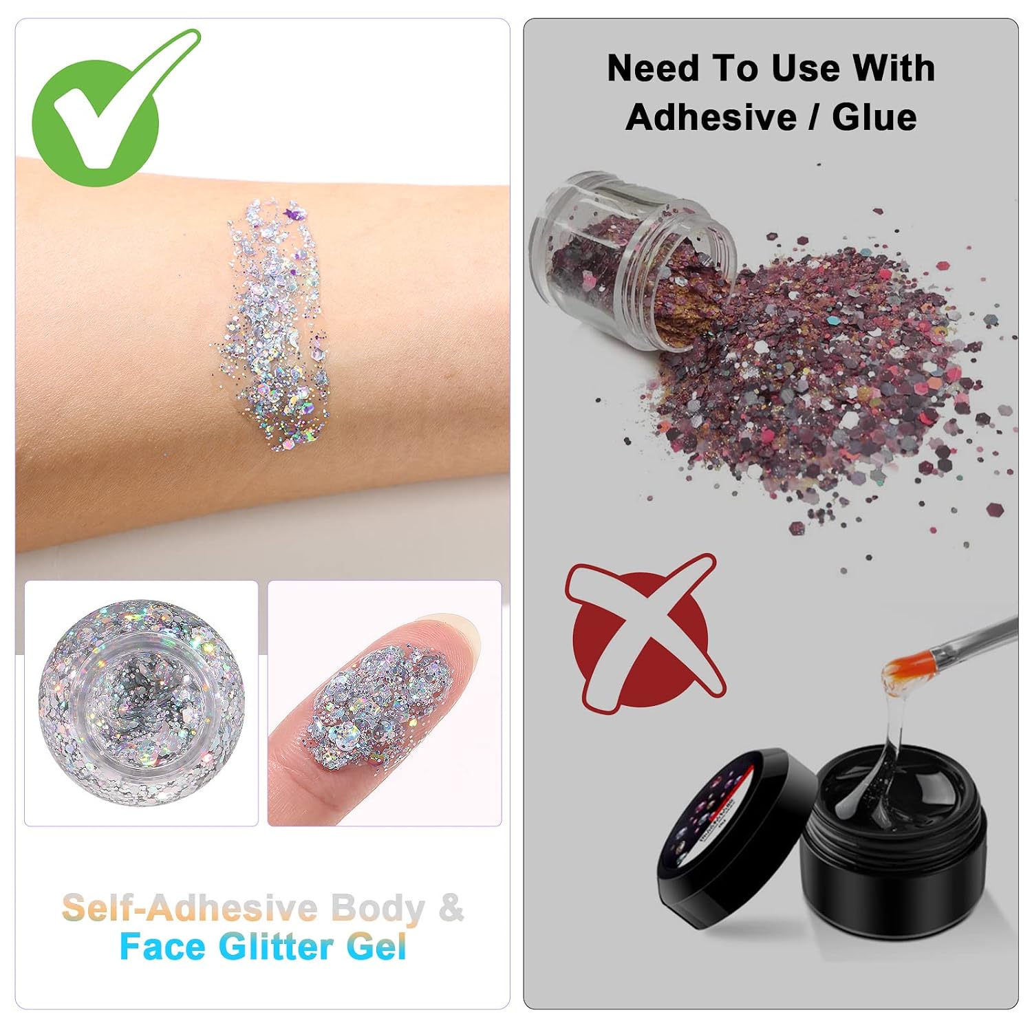 Detalle 2 de URAQT Body Glitter Gel 05-Silber