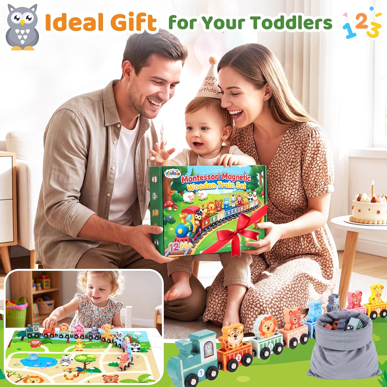 Thumbnail 5 de Toys for 1–3 Year Olds: Magnetic Wooden Animal Train Set