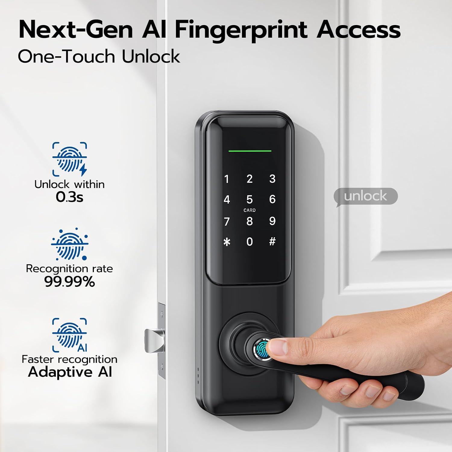 Thumbnail 6 de Nyboer Smart Keypad Door Lock with Handle, 7-in-1