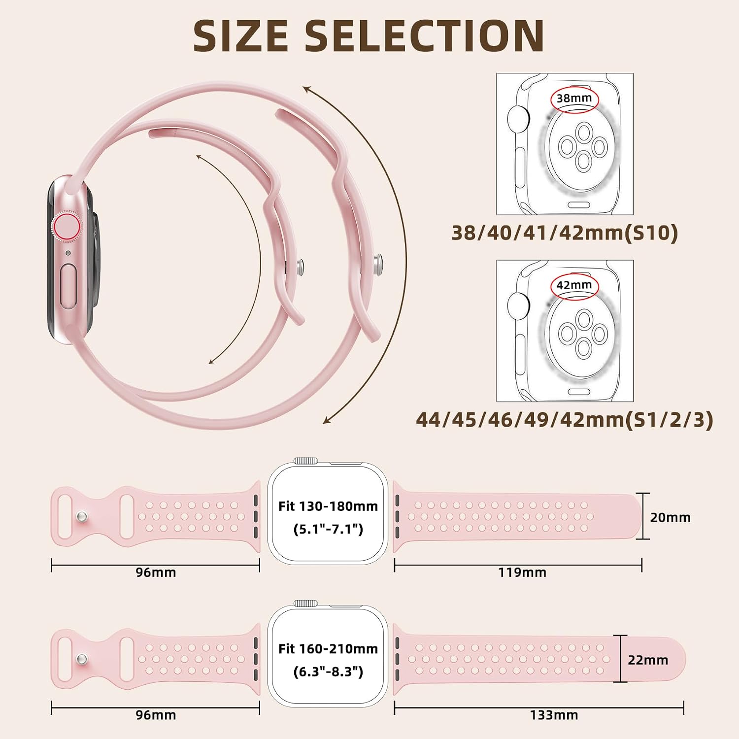 Detalle 2 de Gulemfy Silicone Sports Band for Apple Watch, Breathable Perforated Design