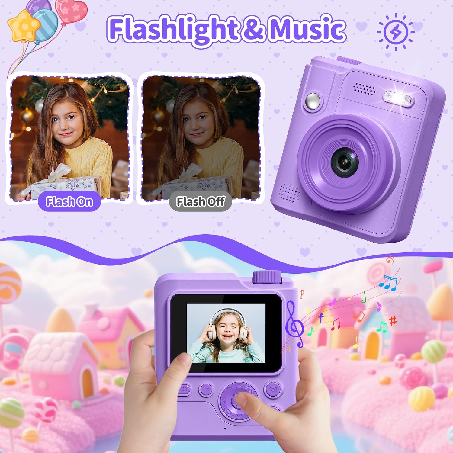 Detalle 2 de Gofunly Kids Camera Instant Print 1080P Purple