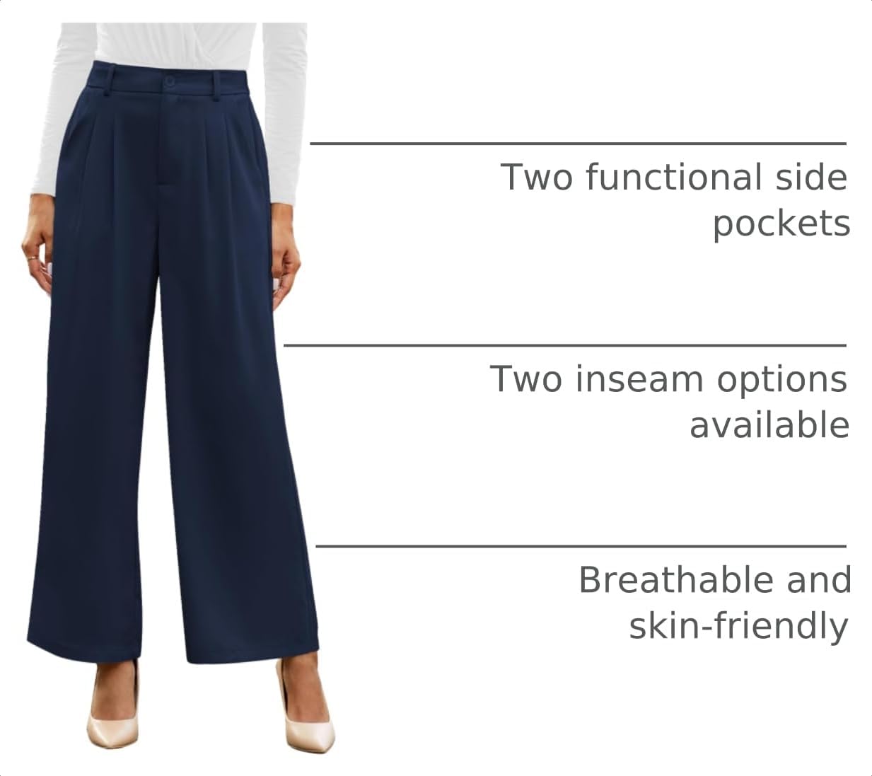 Detalle 2 de GRAPENT Women's Wide-Leg Pants, Polyester