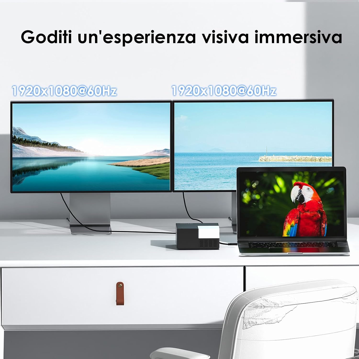 Detalle de WAVLINK Docking station USB-C a due monitor con doppio HDMI, Gigabit Ethernet e 130 W PD