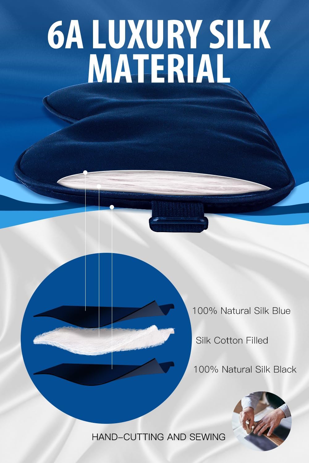 Detalle de Aosun Silk Sleep Mask 22-momme Mulberry Silk eye mask ๐ด