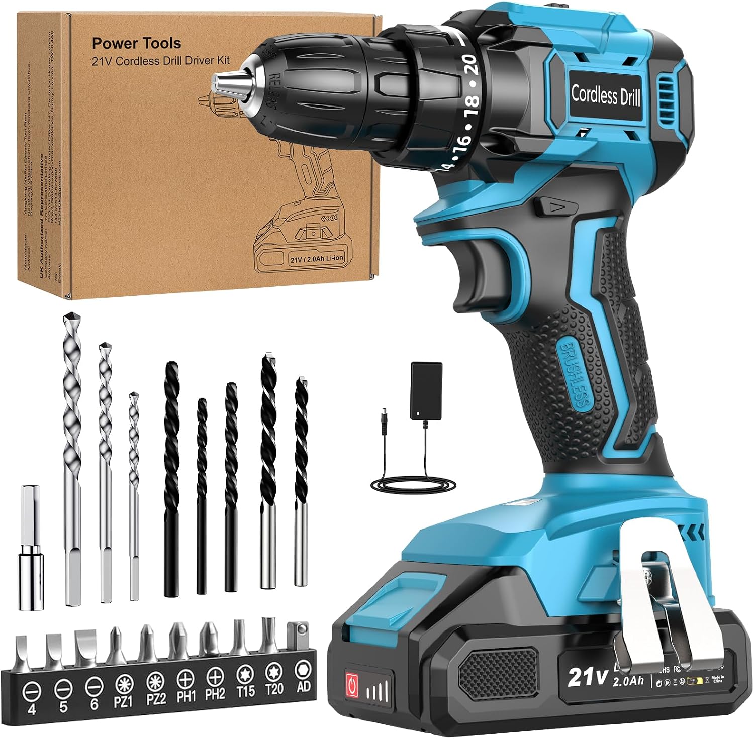 Detalle de LEEIKOO 21V Brushless Cordless Drill