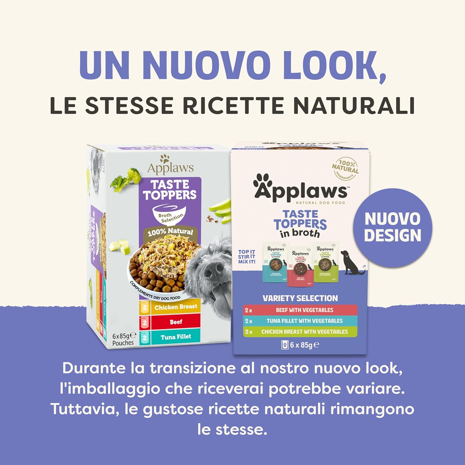 Detalle de Applaws Cibo Umido Naturale per Cani – Selezione Carne & Pesce in Brodo, Senza Cereali, 6 x 85g