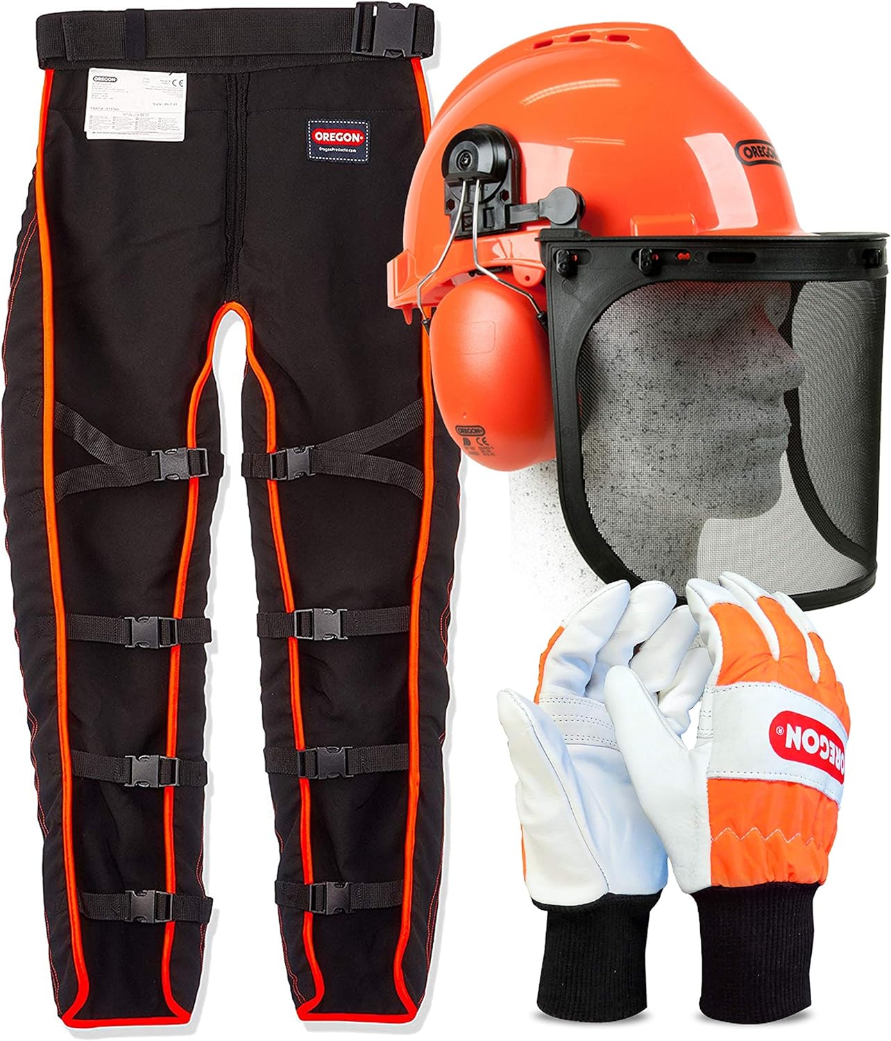 Thumbnail 5 de Oregon Yukon chainsaw safety helmet with earmuffs, steel mesh visor and universal chainsaw trousers with gloves