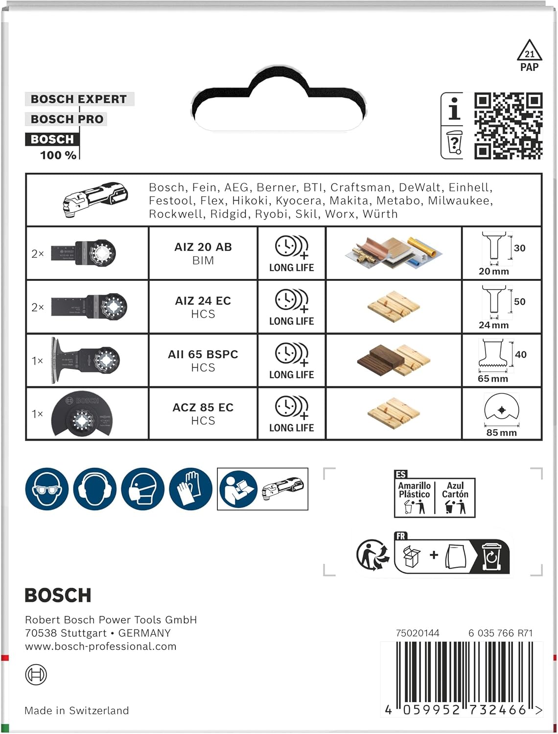 Detalle de BOSCH 2608669334 カットソー・マルチツール用ブレードセット 木材・金属用 6枚入り