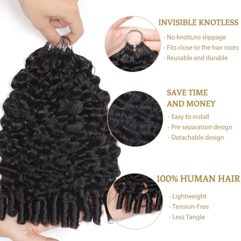 Thumbnail 5 de Burmese Curly Human Crochet Hair (18 inch) 150g Pre-Separated Feather Crochet Bundles for Black Women