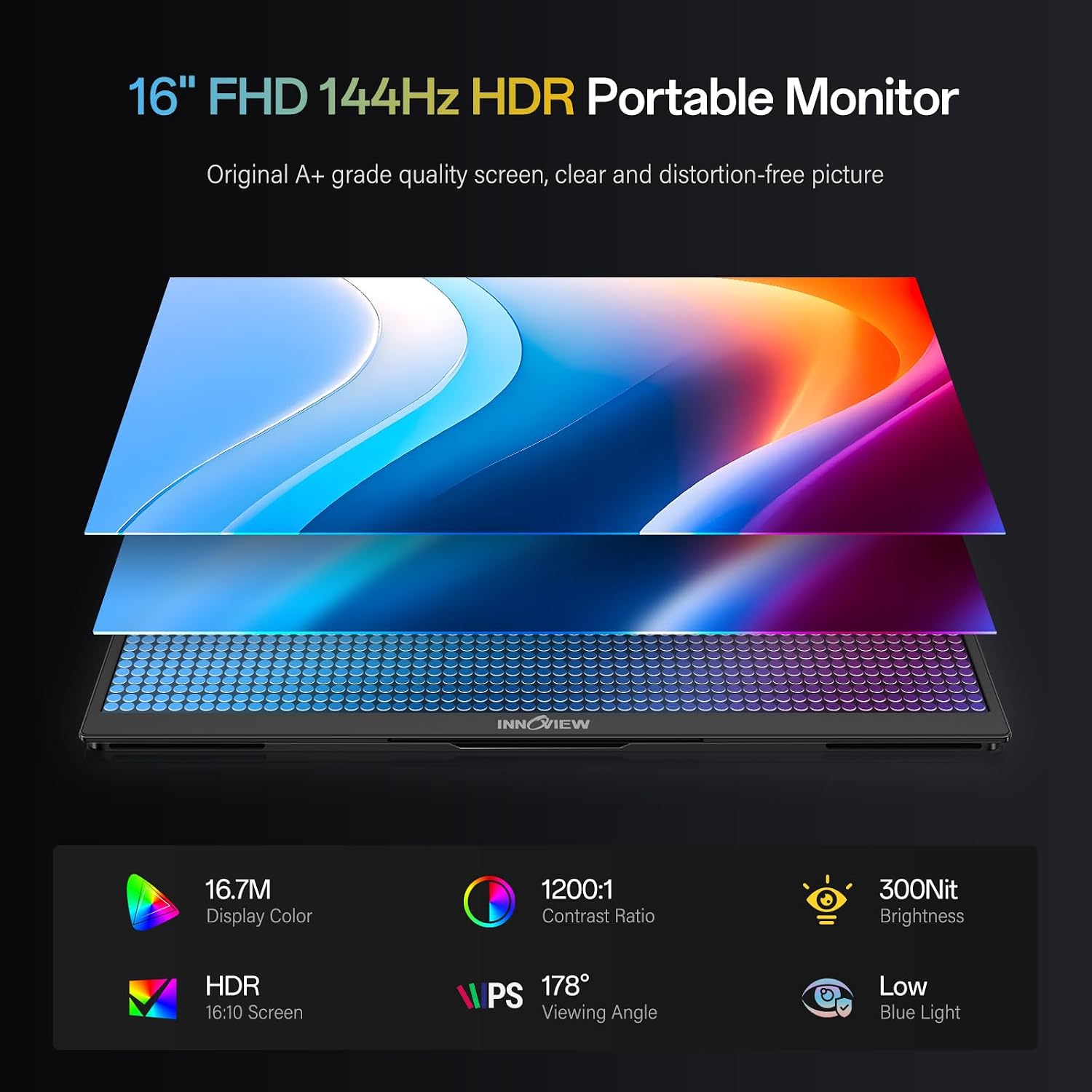 Thumbnail 3 de InnoView 16-Inch Portable Monitor, 144Hz USB-C Display with Protective Sleeve