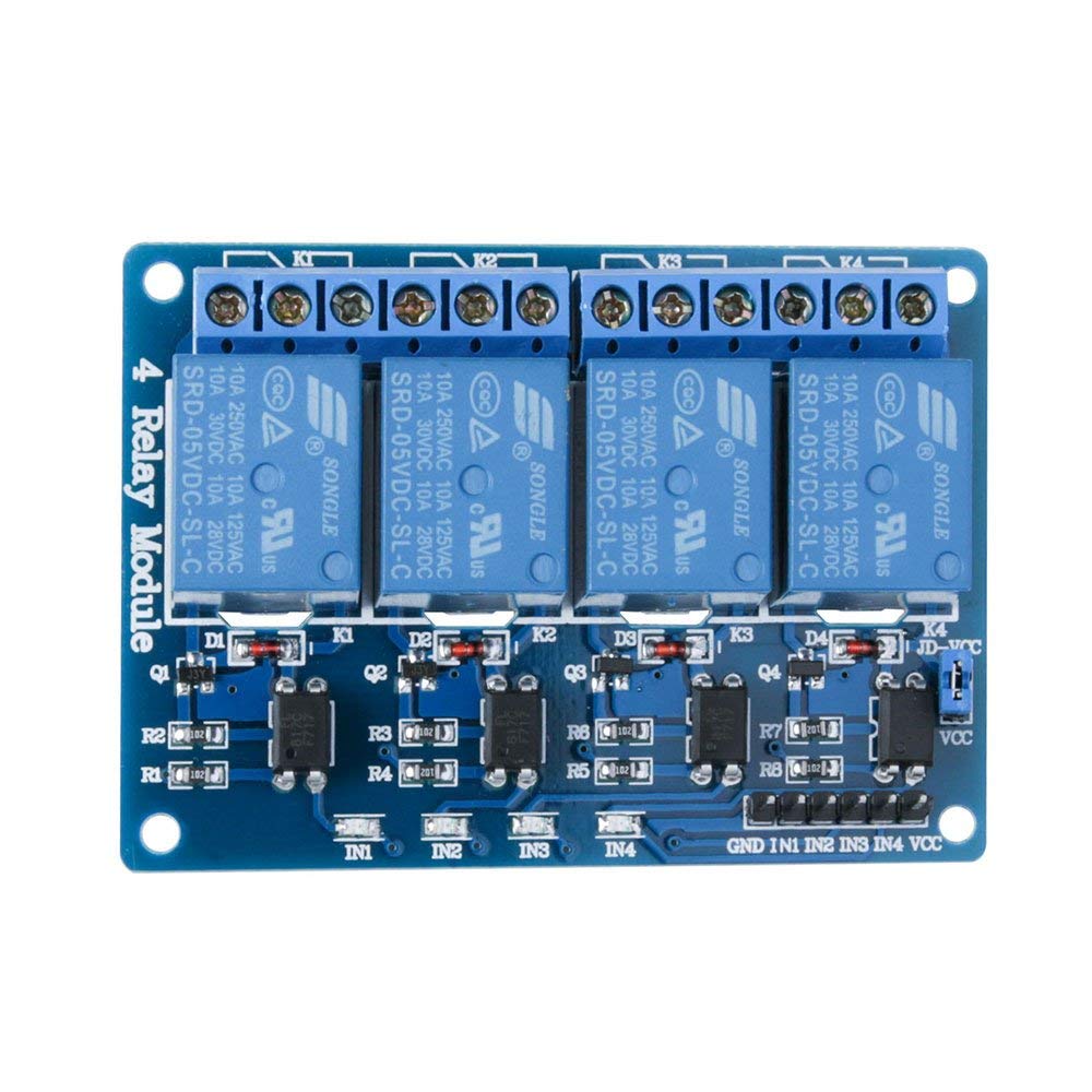 Detalle de ELEGOO 4 Channel DC 5V Relè Modulo con Optoisolatore: affidabile controllo a microcontrollore