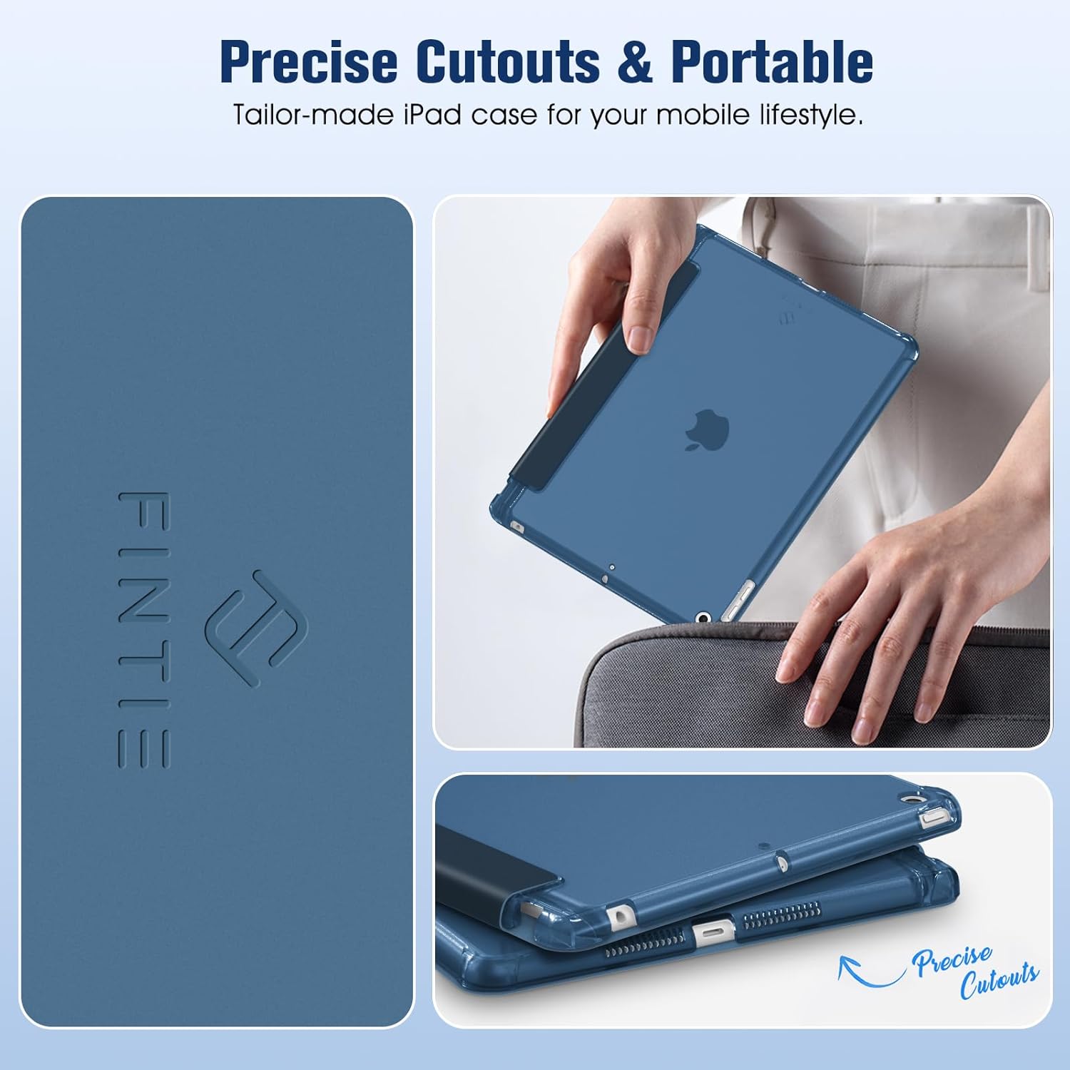 Thumbnail 6 de FINTIE Hülle für iPad 9. Generation 10,2 Zoll (2019–2021) – ultradünn, transparenter Rückseite, Stifthalter, Marineblau