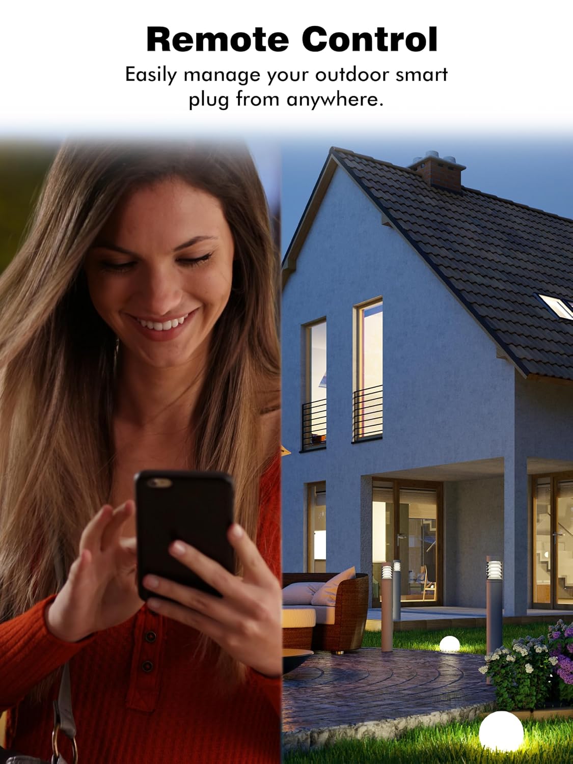 Detalle de EIGHTREE ET75 Outdoor Smart Plug, Dual Outlets, Dual-Band Wi-Fi, IP44