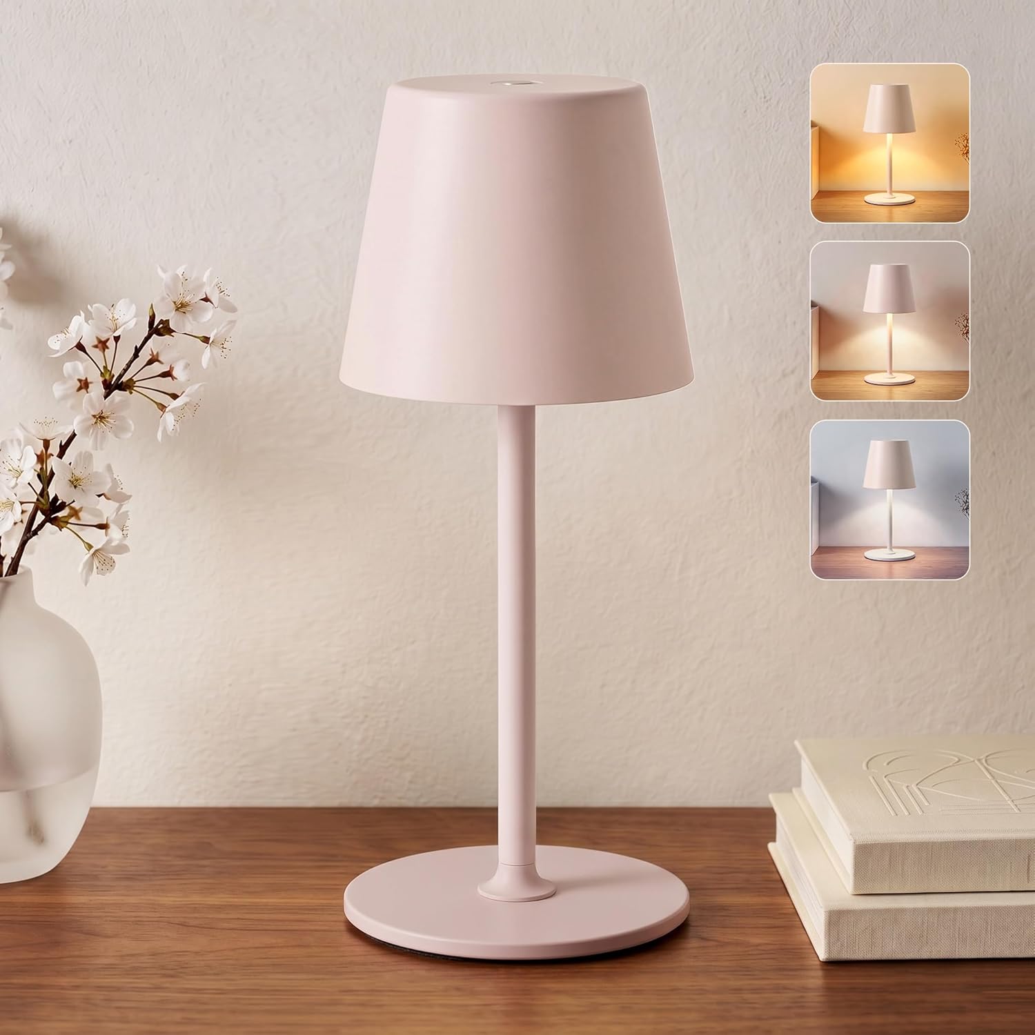 Detalle de UPXNBOR Rechargeable Table Lamp: 3-Color Stepless Dimmable LED Bedside Light