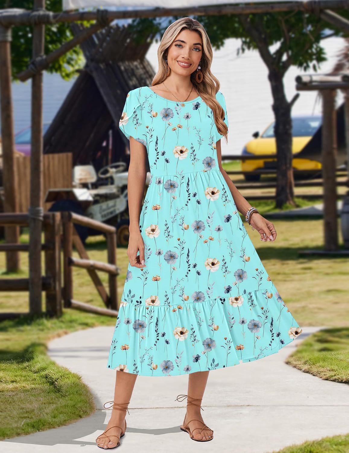 Thumbnail 1 de Zeagoo Women Summer Midi A-Line Dress with Pockets — Flowy Tiered Beach Sundress (2026 Vacation Ready)