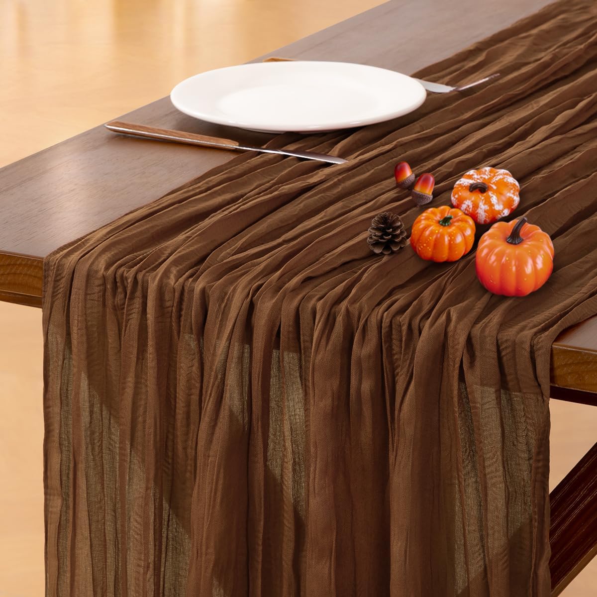 Detalle de Socomi 10pcs Brown Cheesecloth Table Runner 120" ๐ท