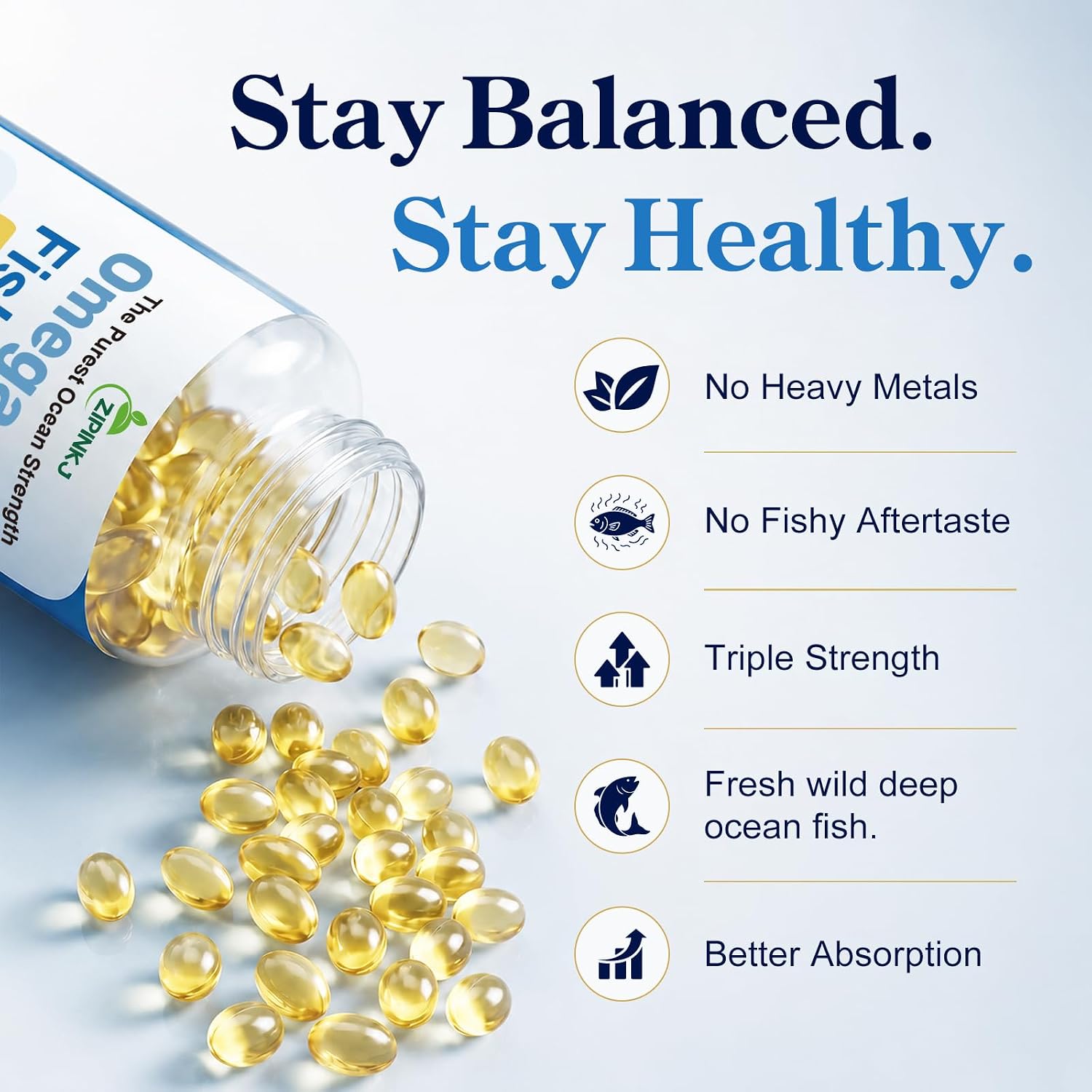 Detalle 2 de Wild-Caught Omega-3 Fish Oil Mini Softgels, 1,200 mg EPA + 900 mg DHA