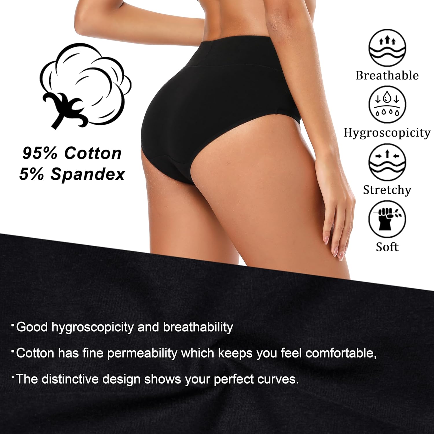 Thumbnail 1 de Molasus Women’s High-Waisted Cotton Underwear (Full Coverage, Regular & Plus Sizes)
