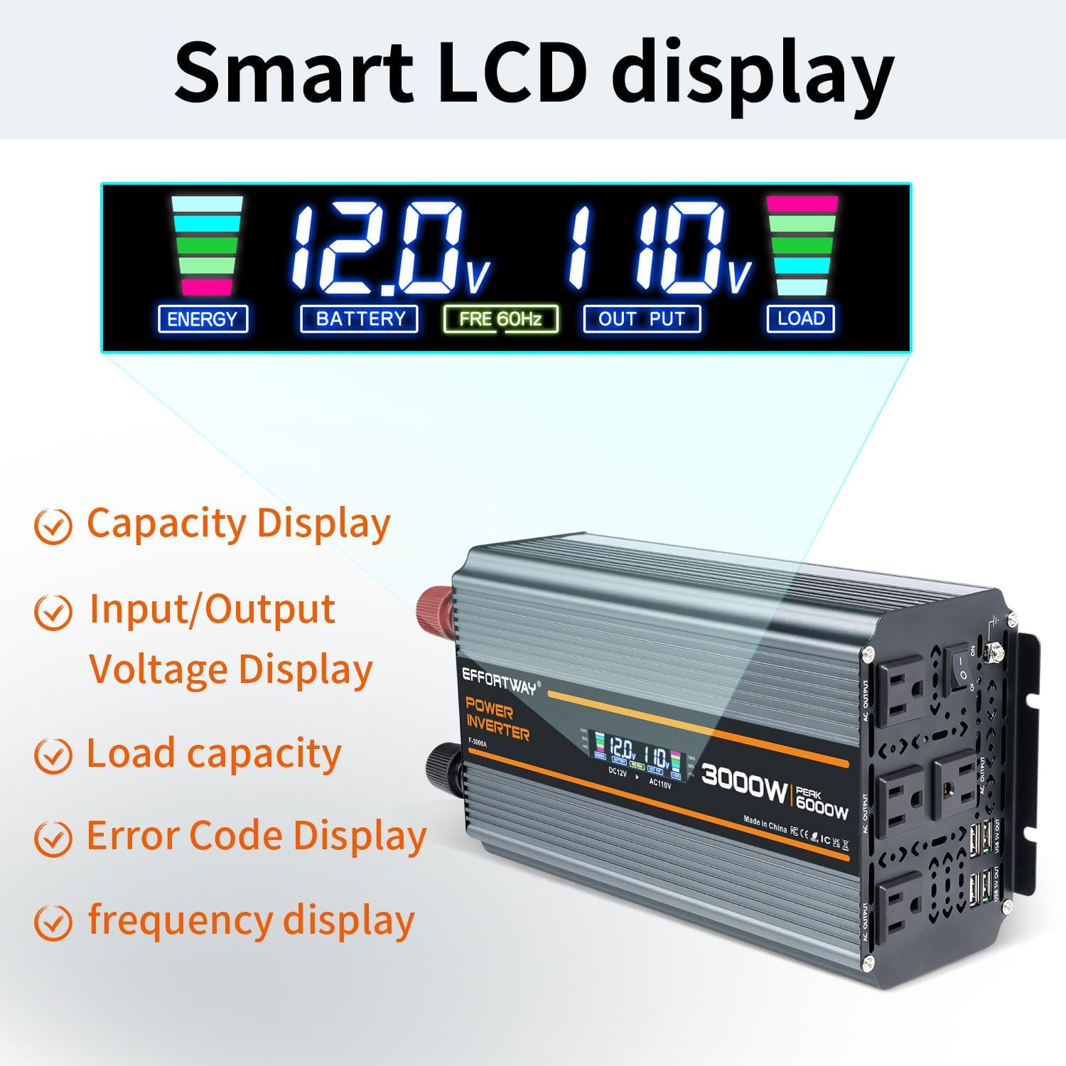 Thumbnail 2 de 5000W DC 12V to AC 110V Inverter