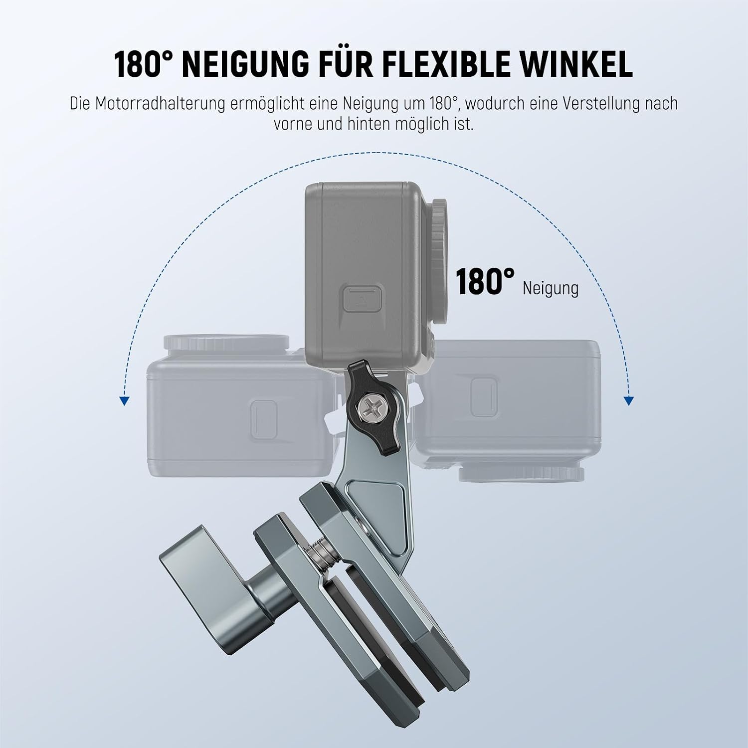 Detalle 2 de NEEWER Action-Cam Klemmhalterung für Motorrad-Windschutzscheibe mit 3-poligem Adapter & 1/4-Zoll Schraubenloch
