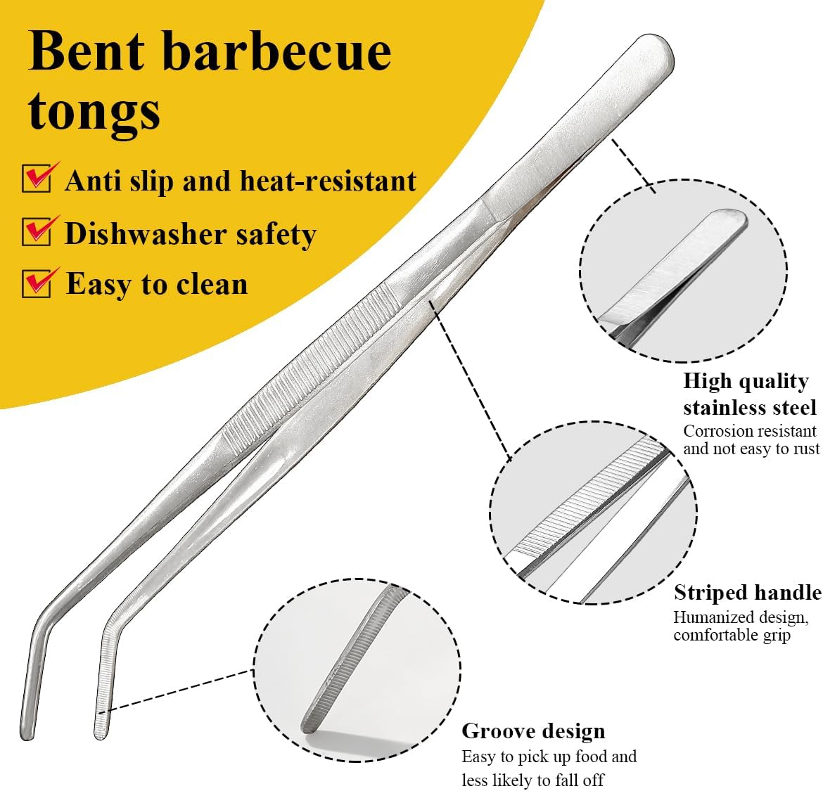 Detalle de Berglander Pinces de Cuisine 2 pièces 30,5 cm – Pinces à Grill en Acier Inoxydable Extra-longues